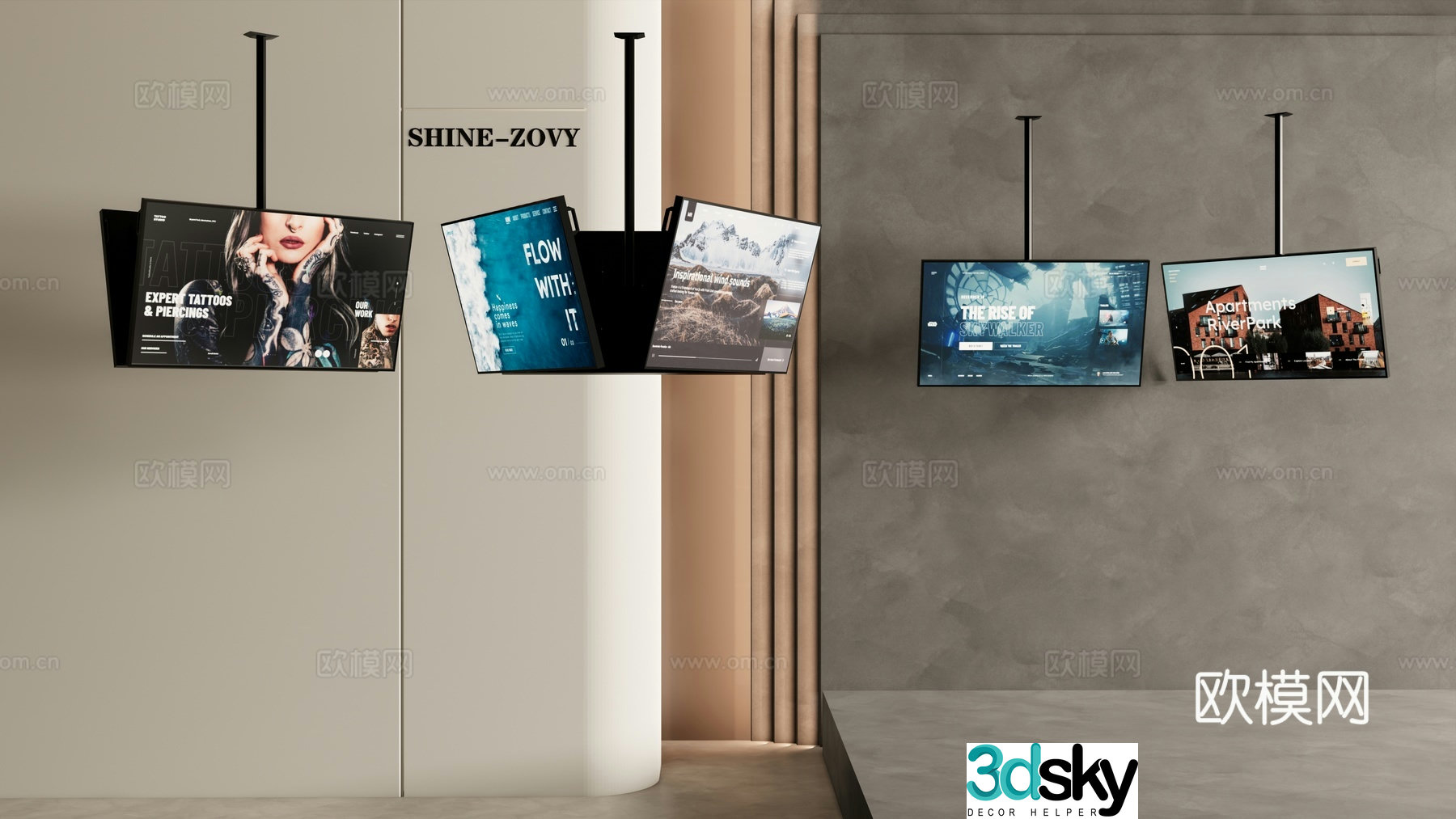 Modern hanging tv hanging tv 3d model