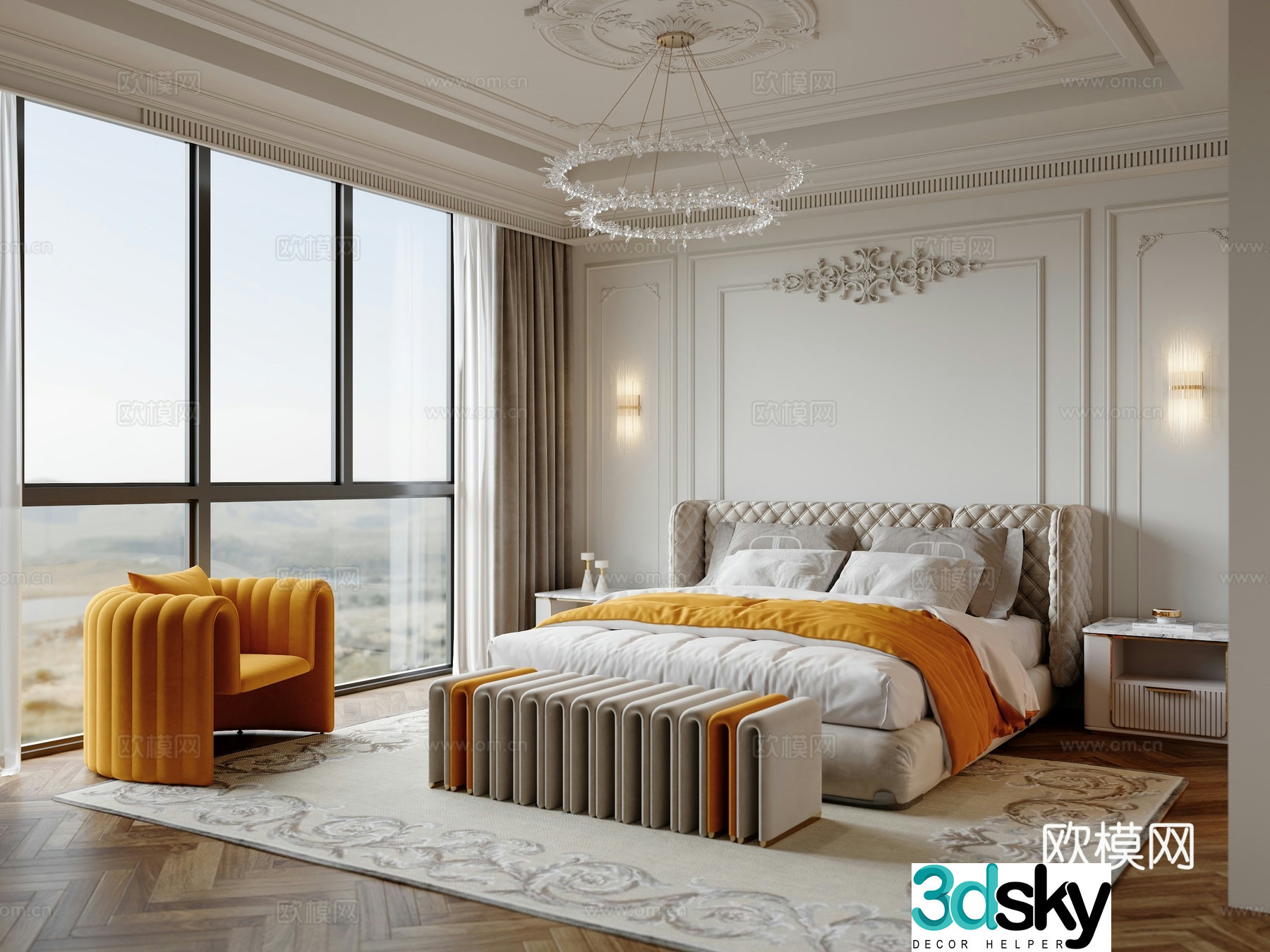 French bedroom master bedroom 3d model