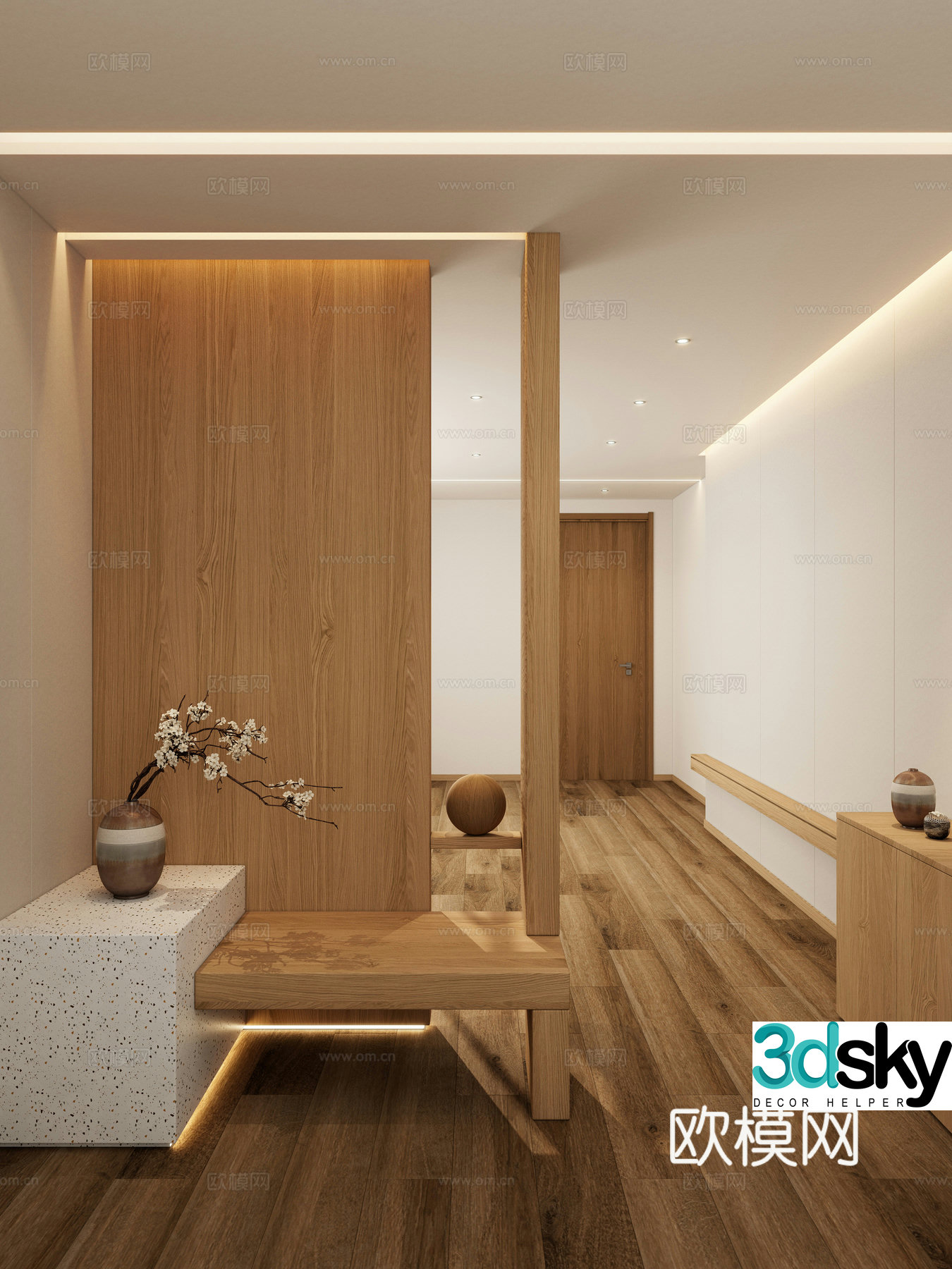 Log Fenghu Partition Entrance Partition 3D Model