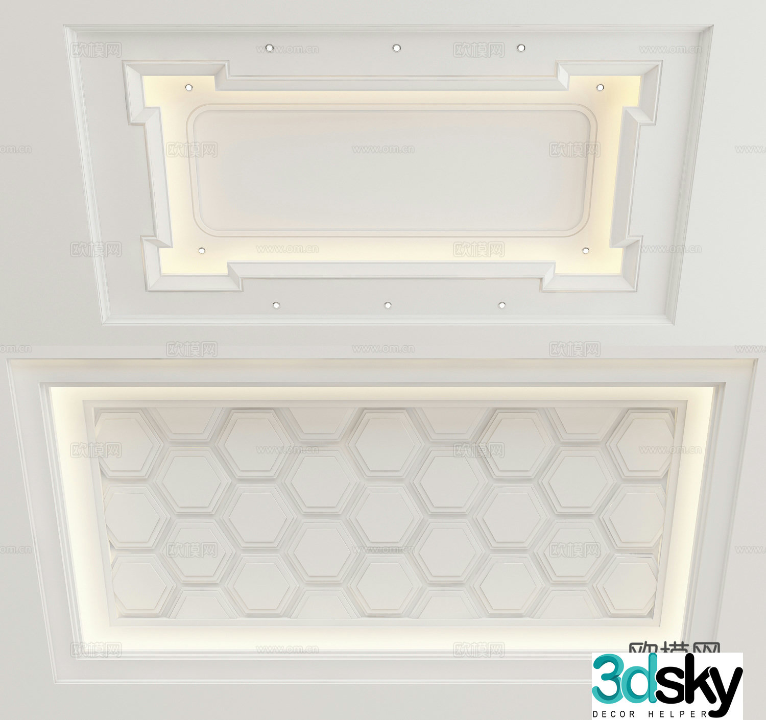 Modern ceiling geometric carved ceiling 3d model