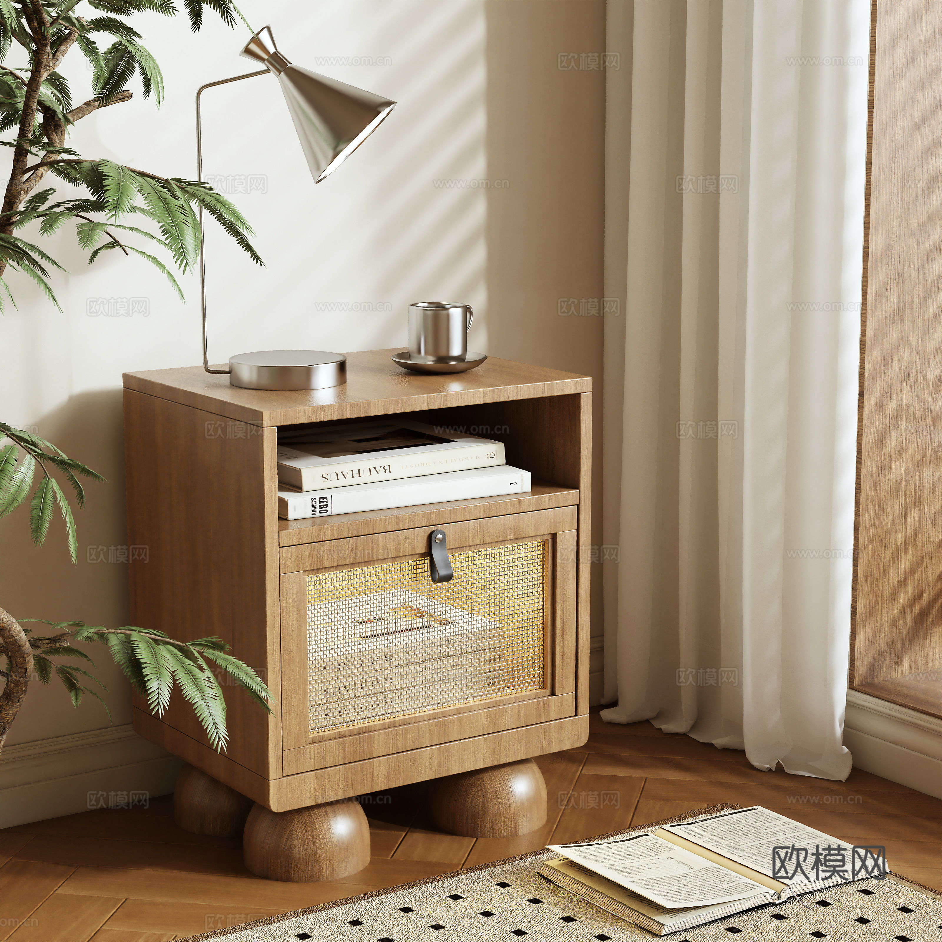 Medieval style bedside table 3d model