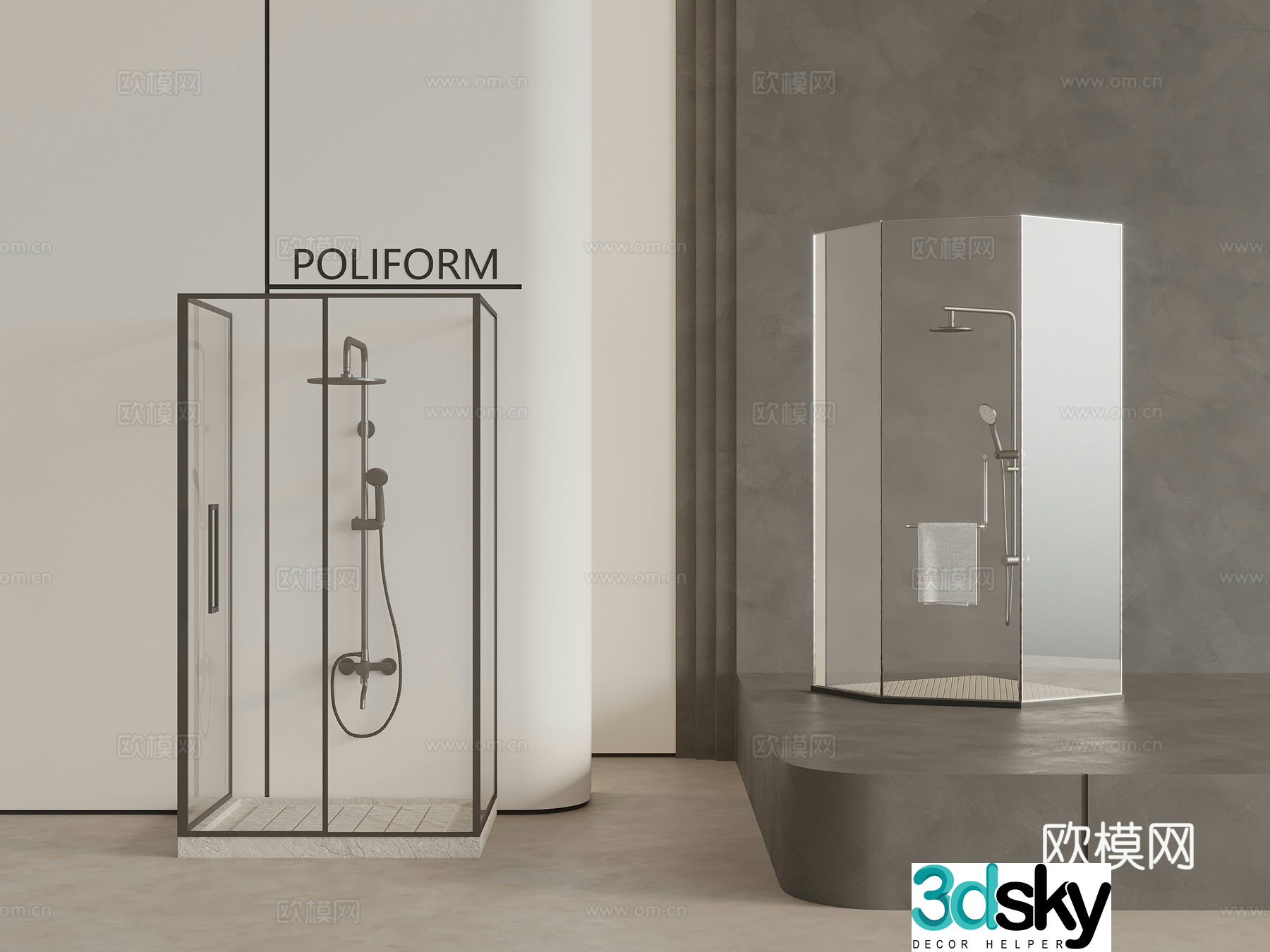Modern shower room shower 3d model