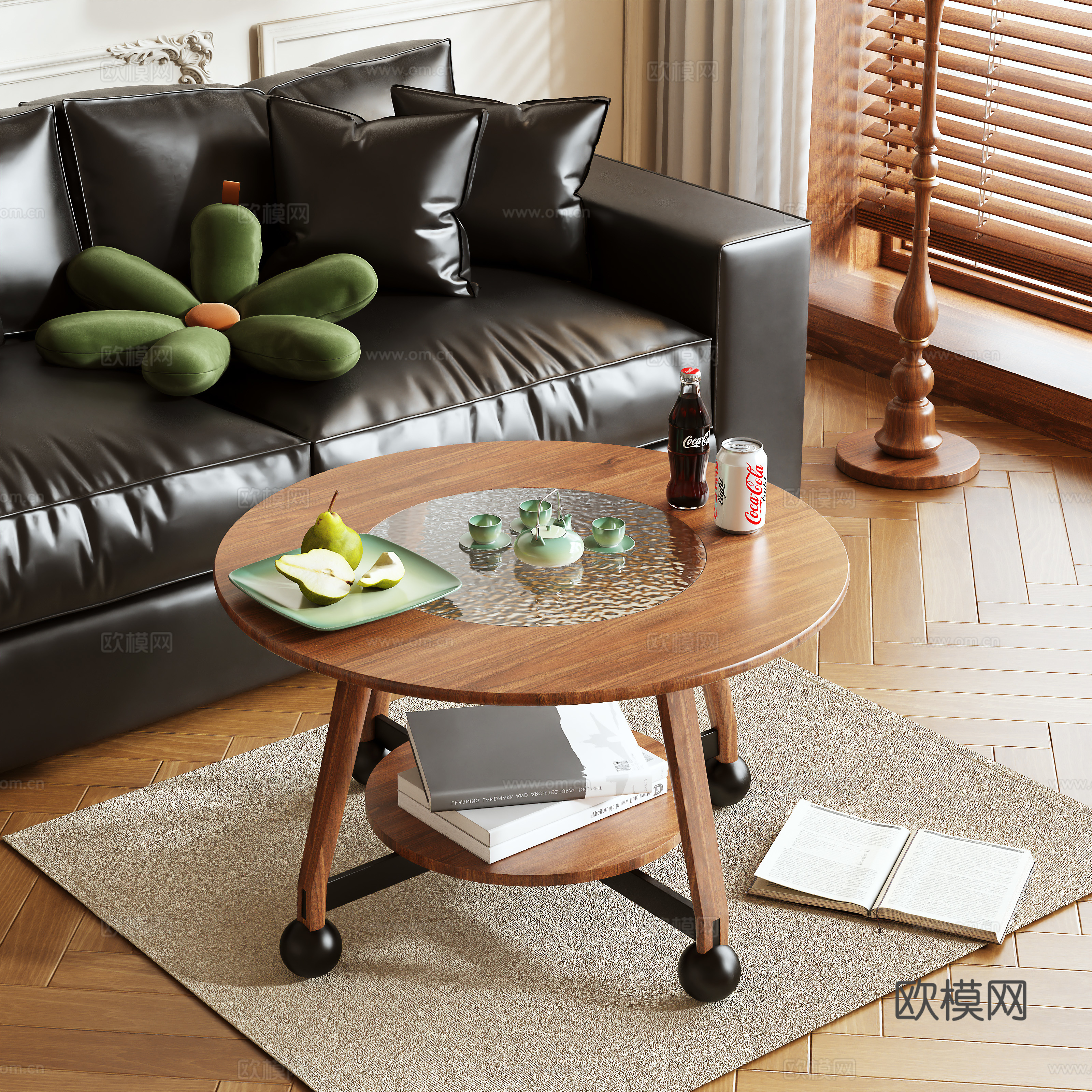 Log style round coffee table 3D model