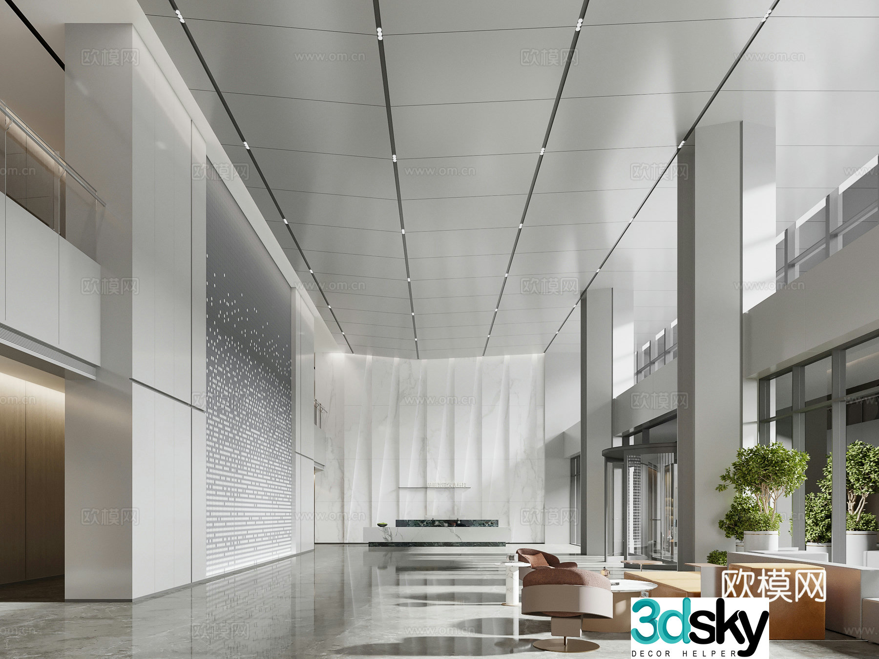 Modern office lobby company lobby 3d model