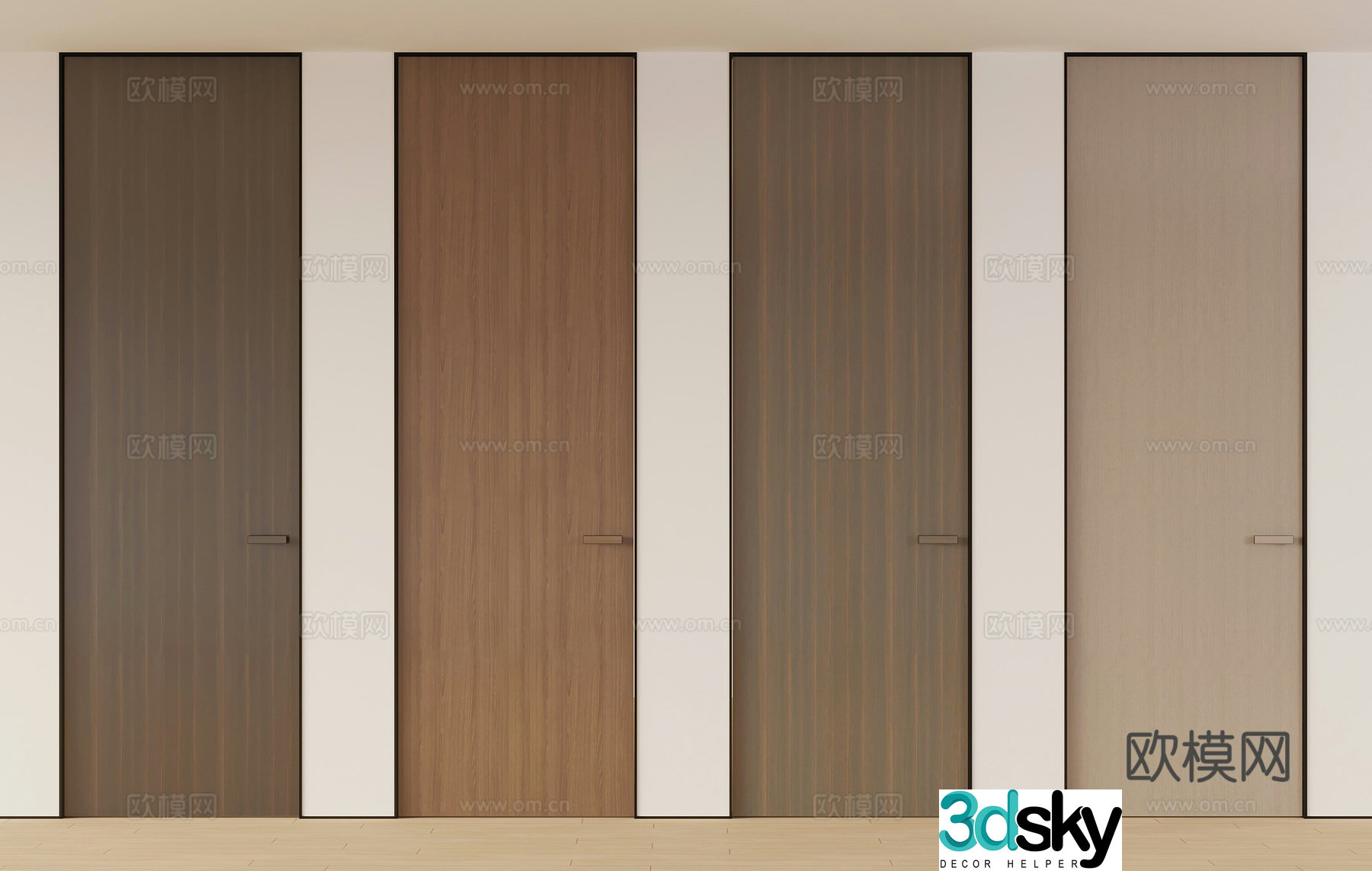 New Chinese style single door door narrow frame door invisible door 3d model