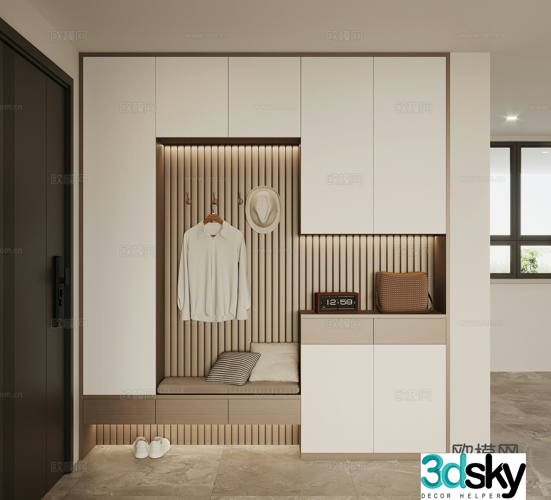 Modern entrance shoe cabinet home shoe cabinet 3D model