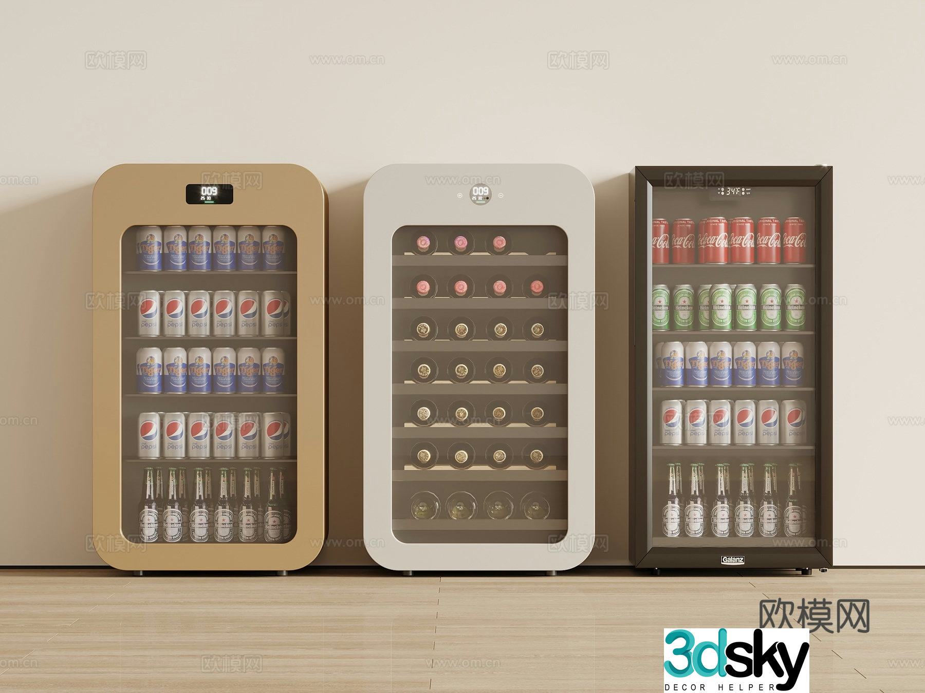 Modern refrigerator freezer beverage cabinet 3d model
