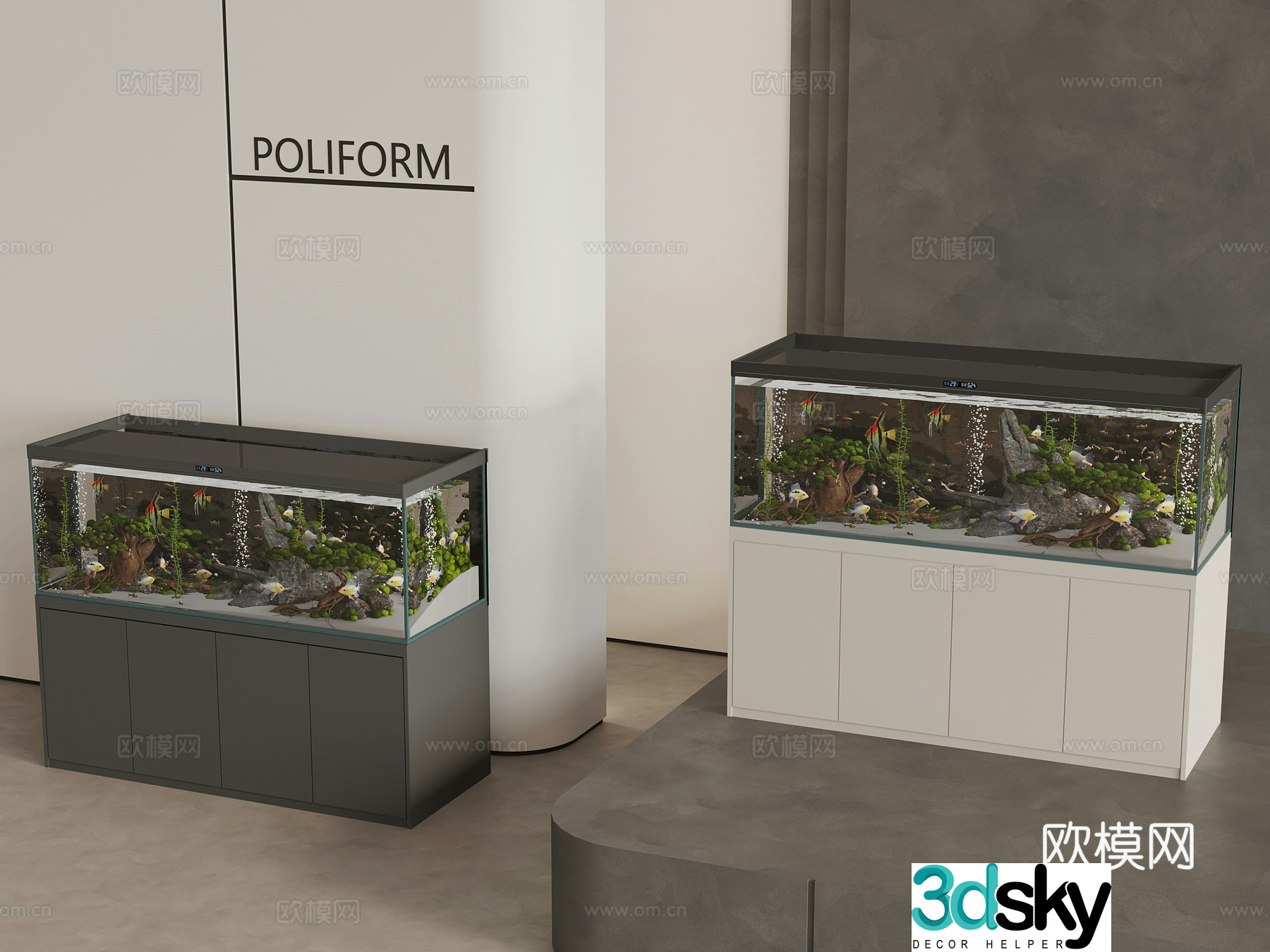 Modern fish tank aquarium 3d model