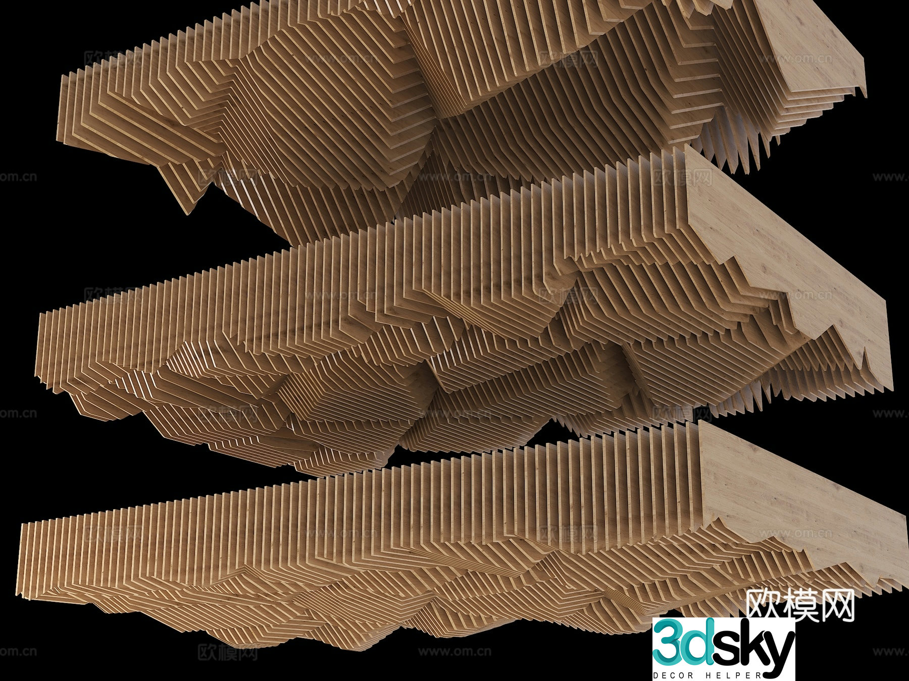 Modern special-shaped ceiling grille ceiling curved ceiling wave ceiling 3D model