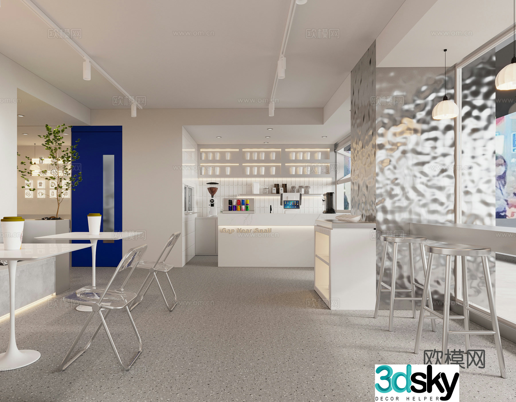 Modern milk tea shop 3d model