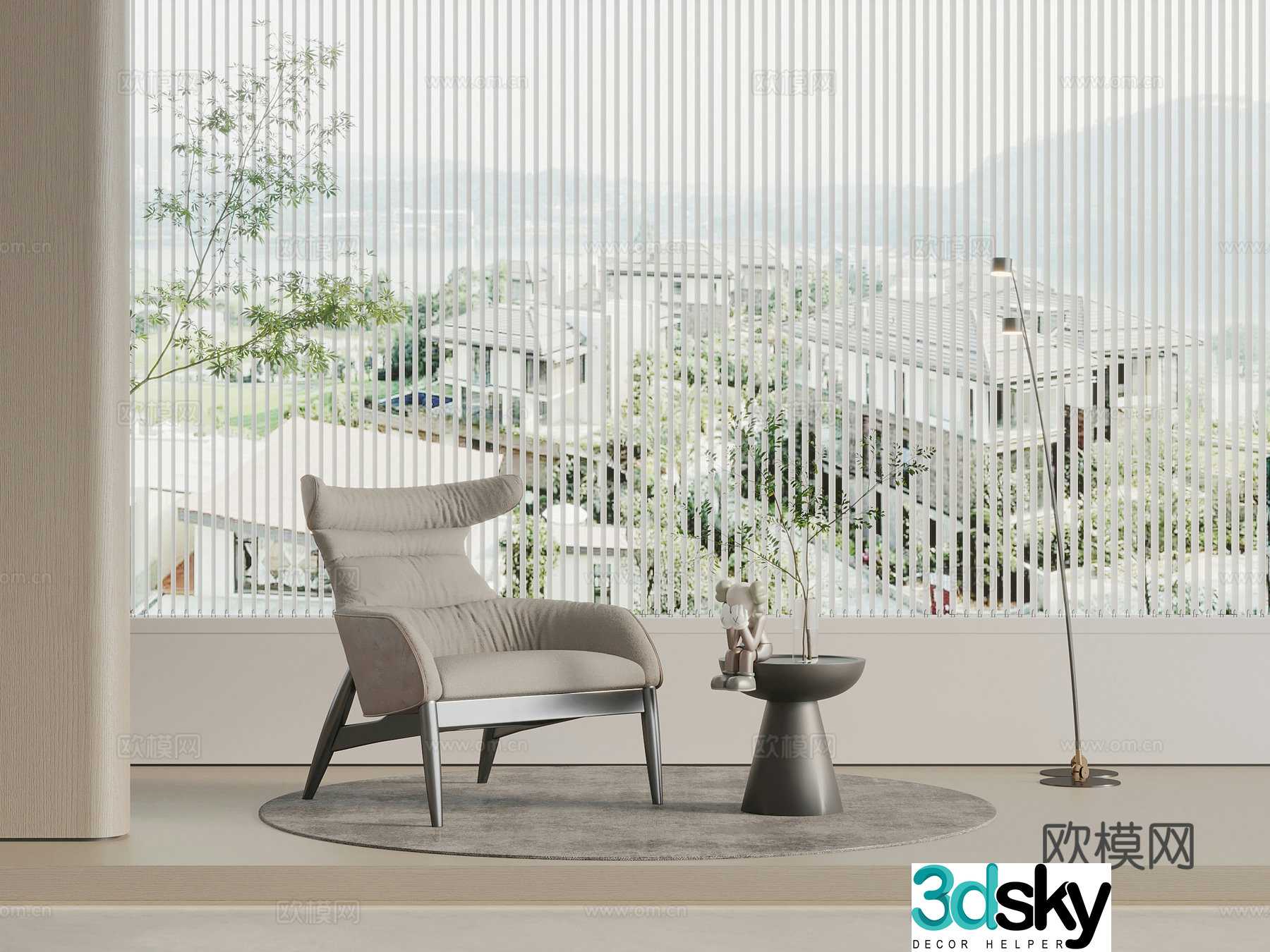 Modern leisure chair single chair 3d model