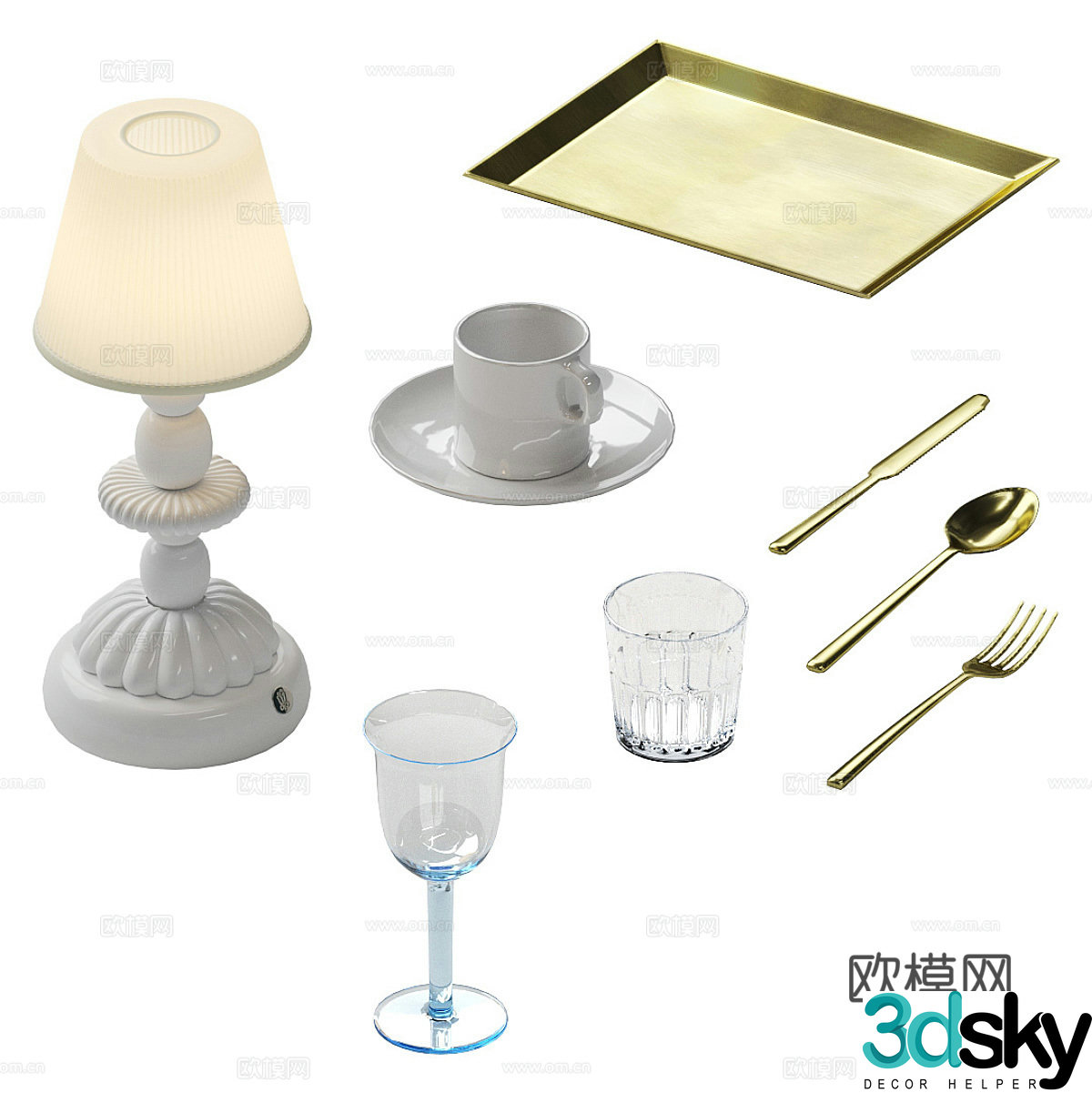 Tableware cutlery table lamp 3d model