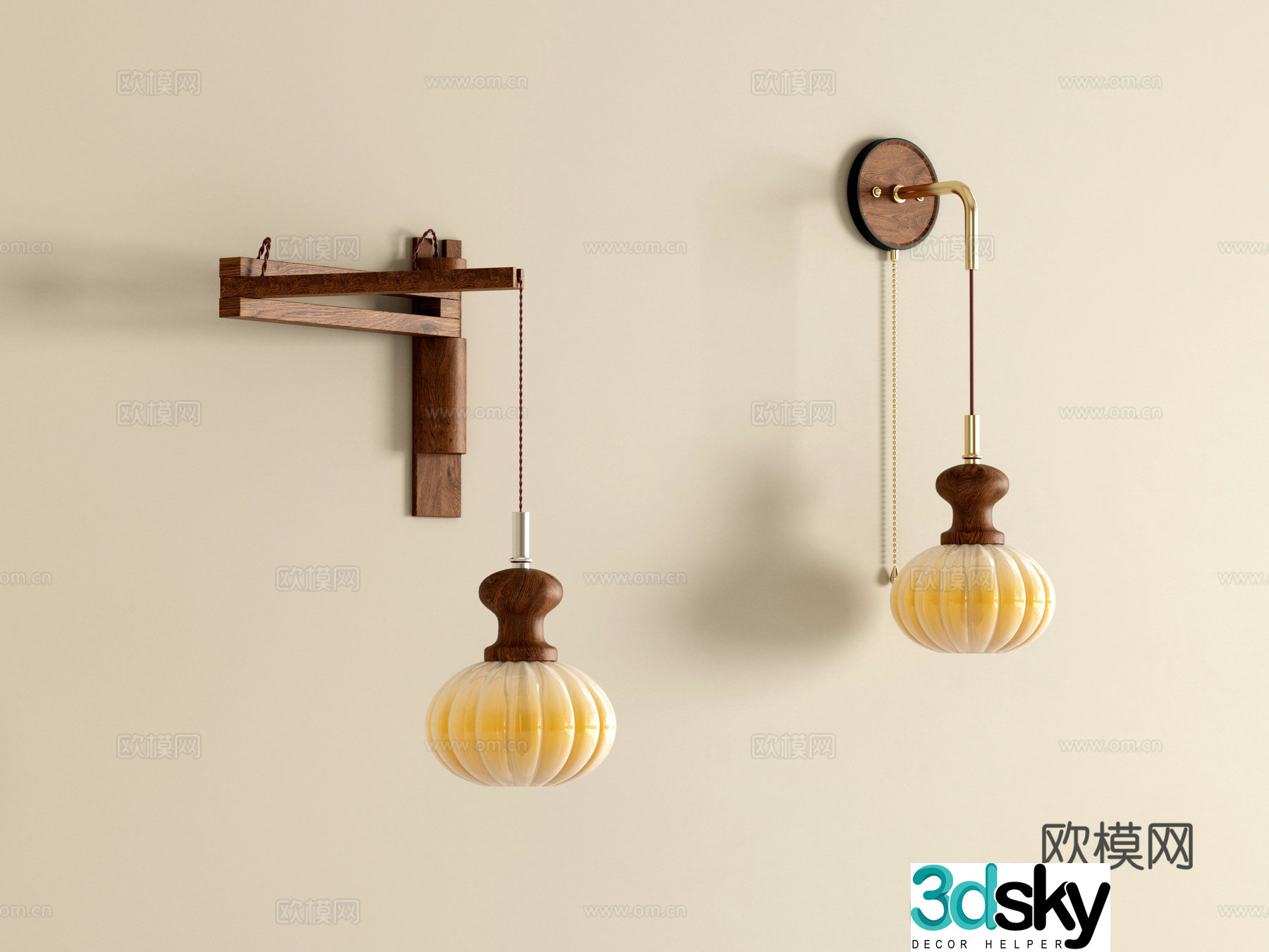Medieval style pumpkin wall lamp 3d model