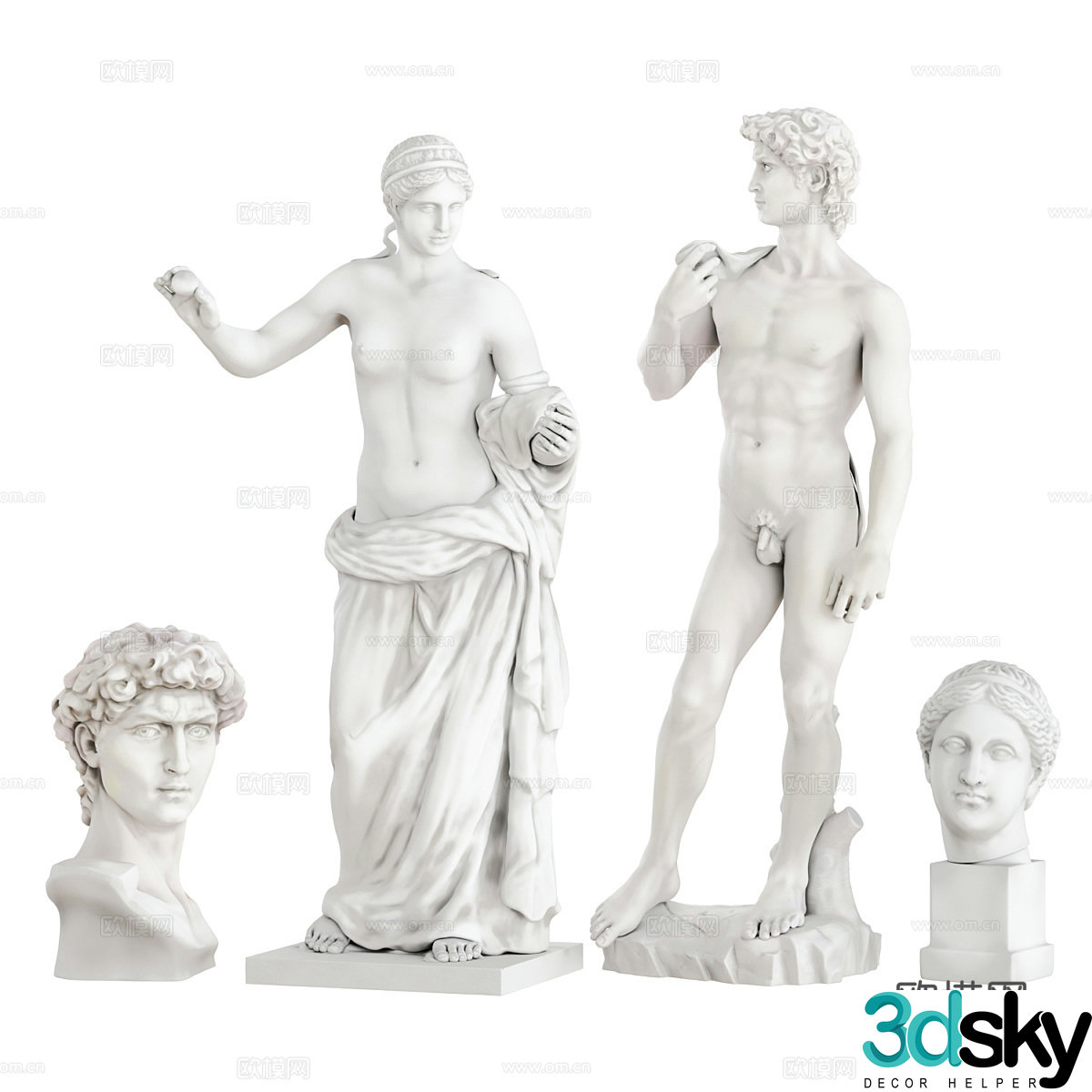 European plaster figure sculpture 3D model