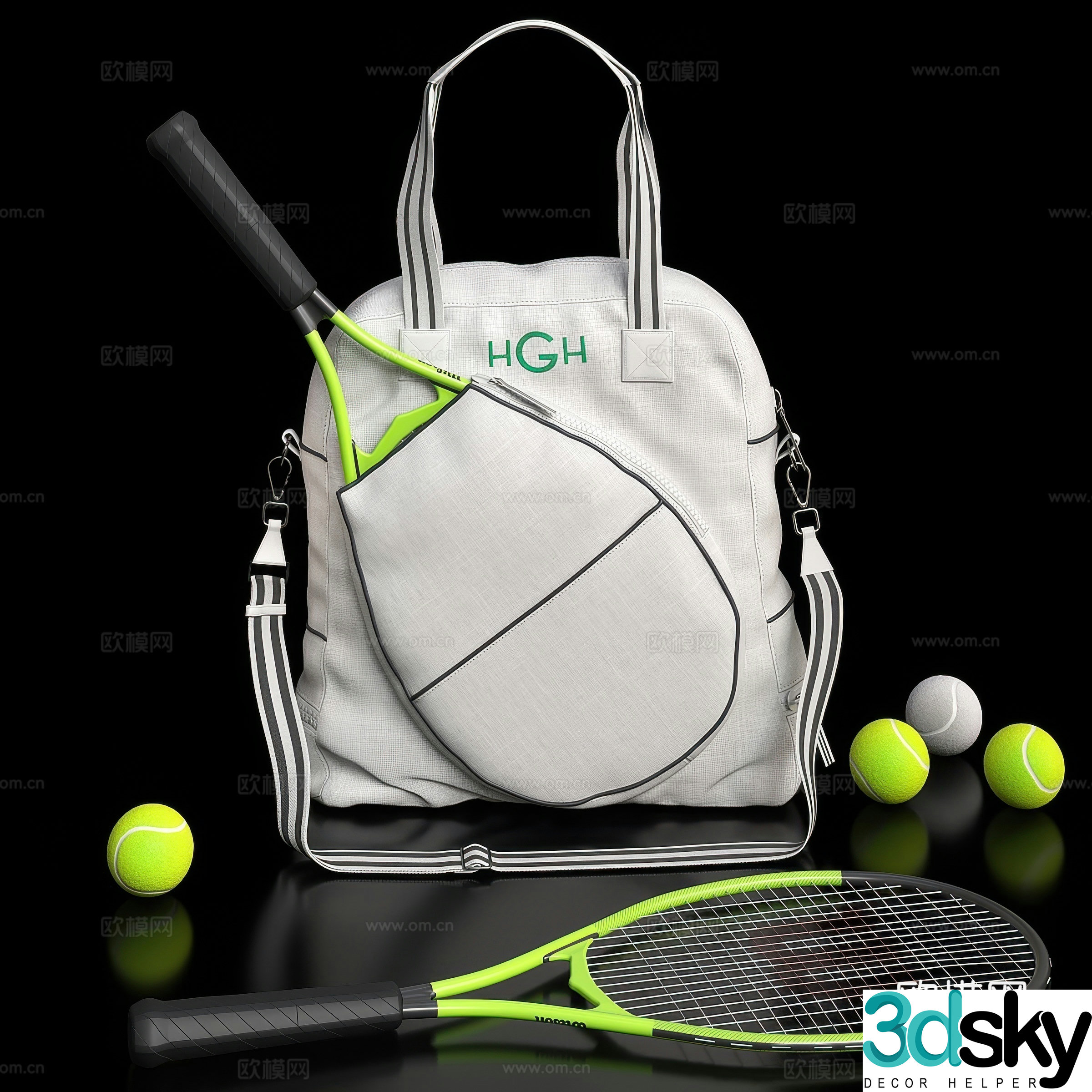 Modern tennis racket tennis suit 3d model