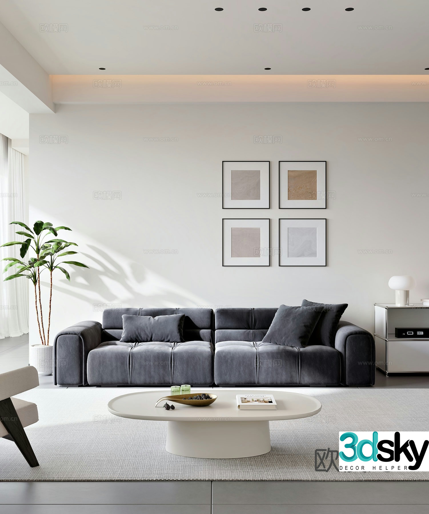Cream style sofa modular sofa d model