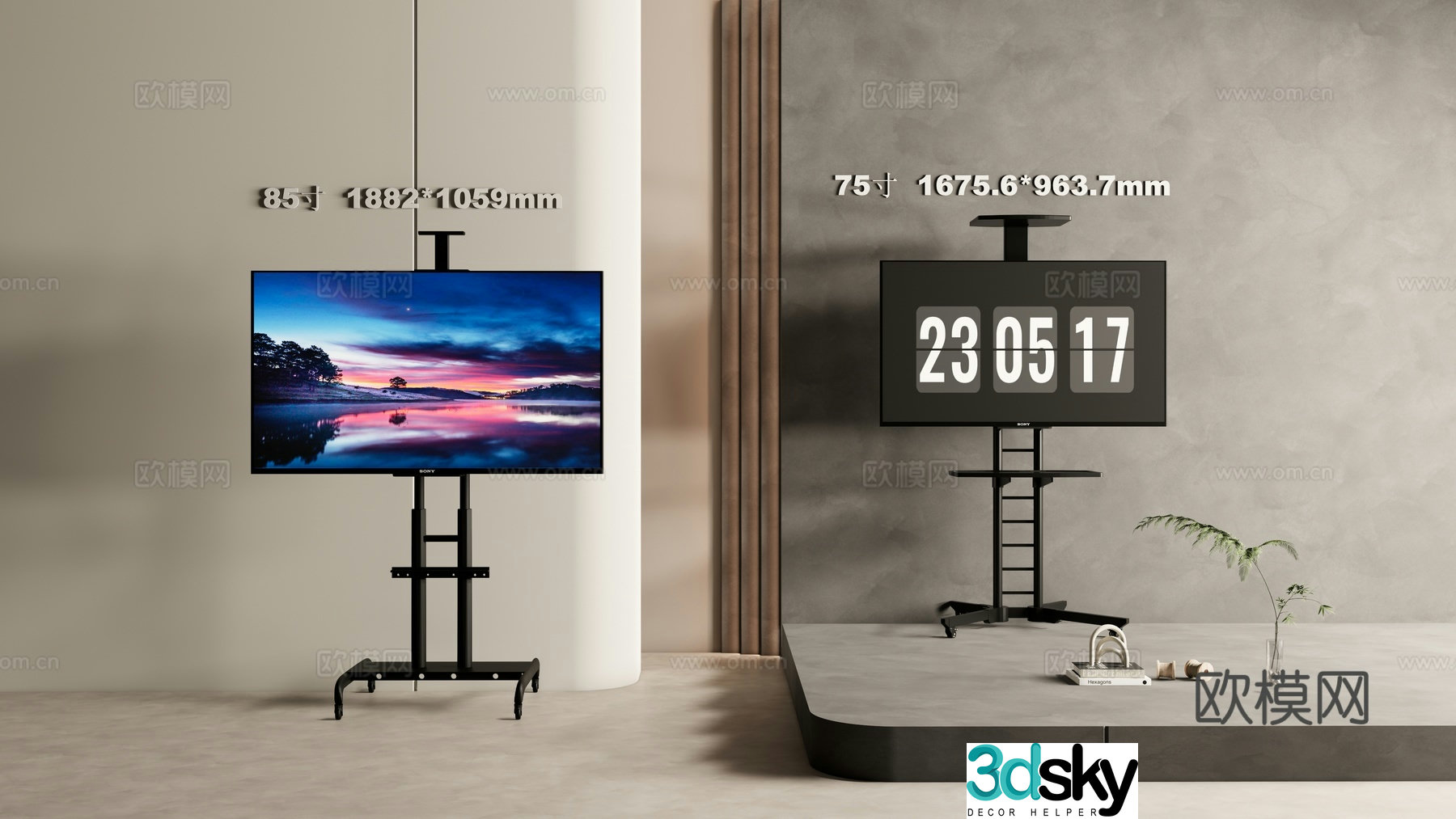Modern stand tv mobile tv stand 3d model