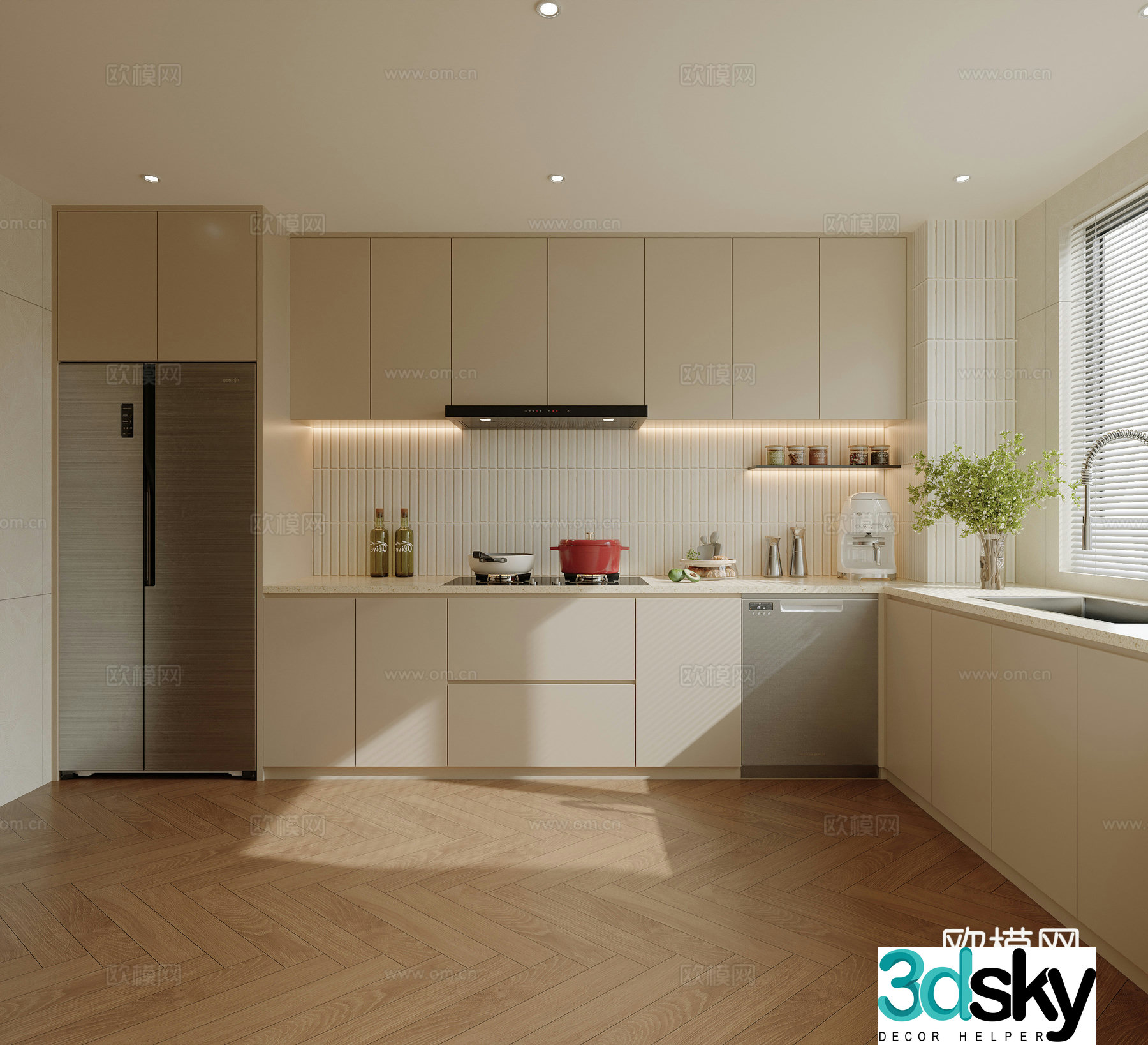 Cream style kitchen 3d model