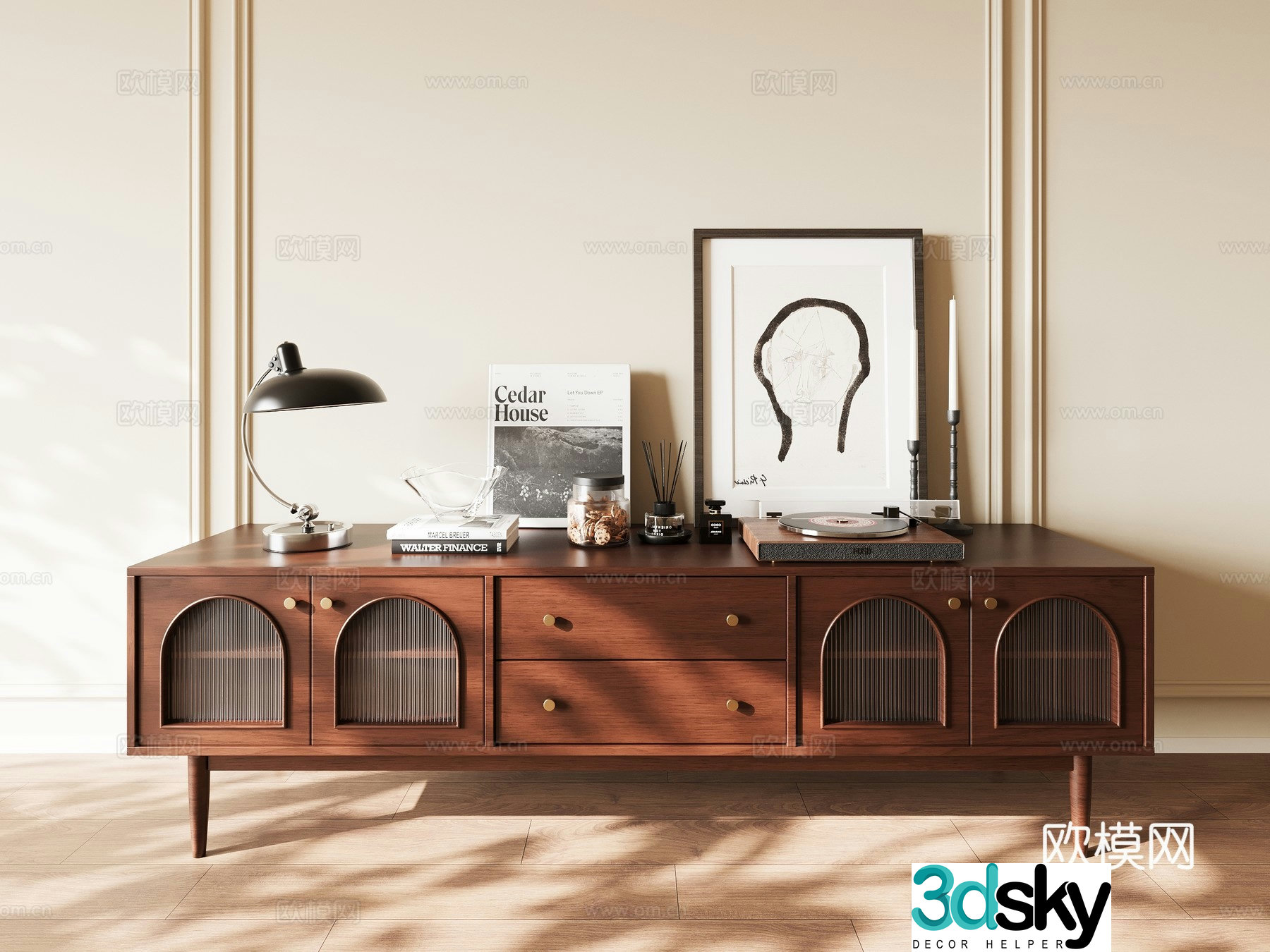 Medieval style TV cabinet 3D model