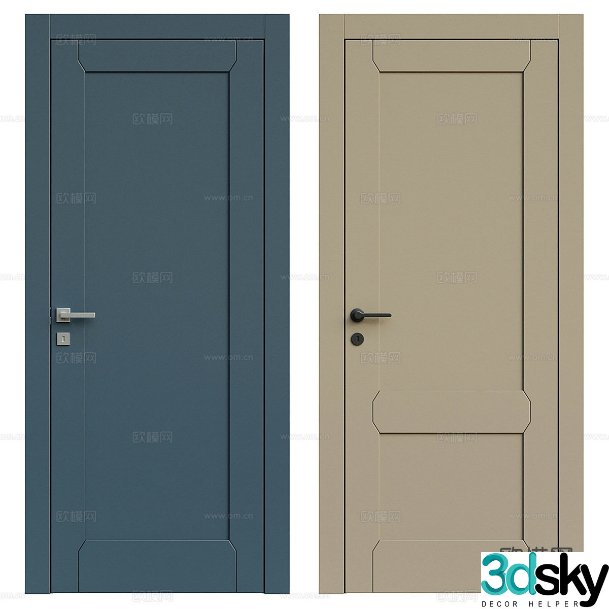bedroom door swing door 3d model