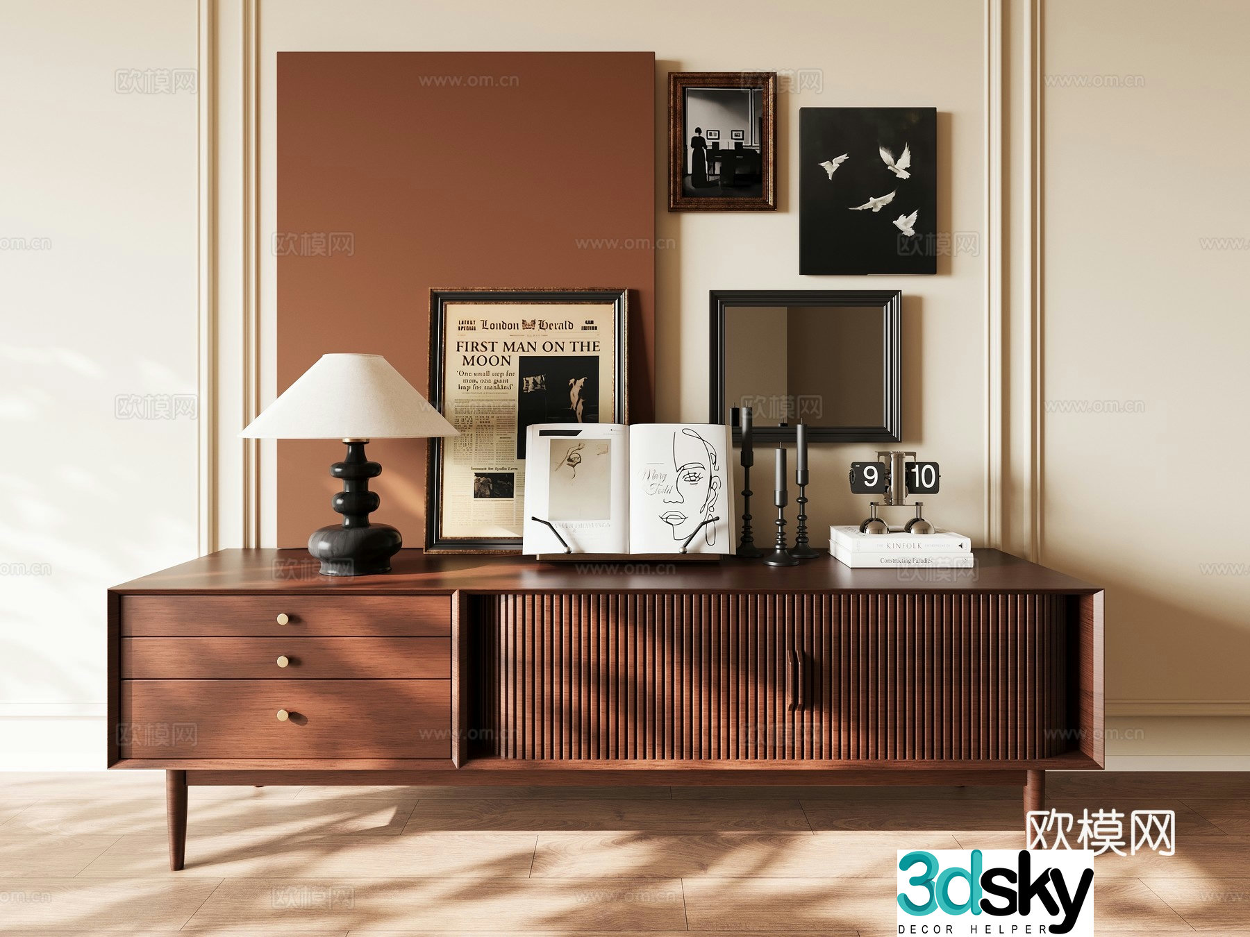 Medieval style TV cabinet 3D model