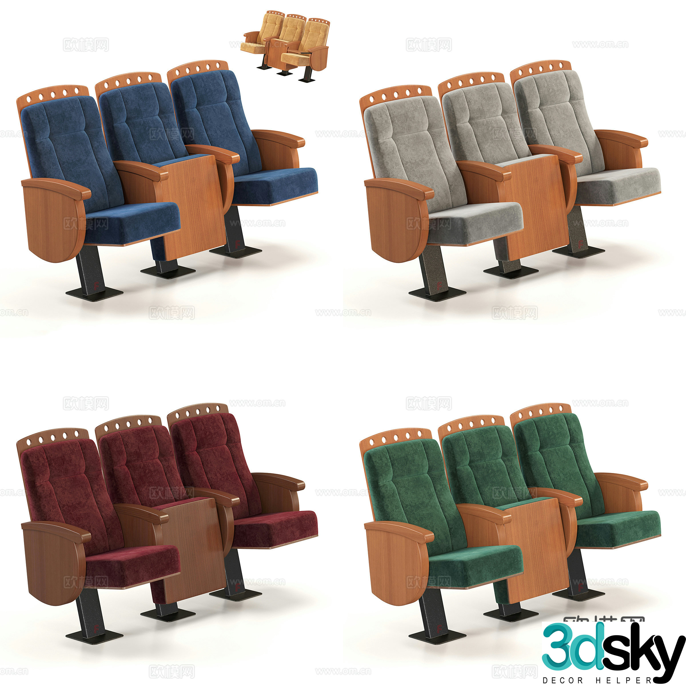 Public chair public chair row seat three person seat 3d model
