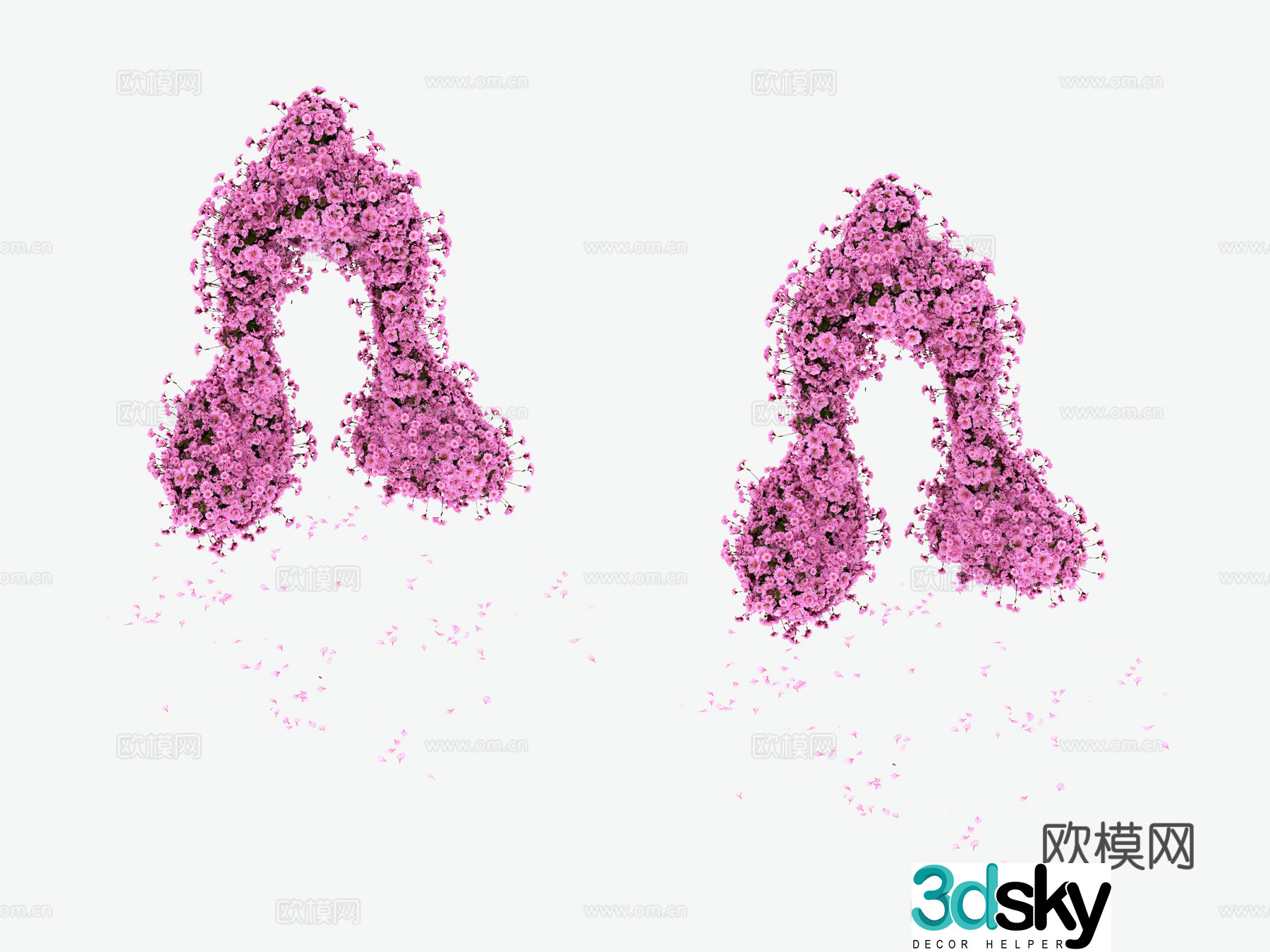 Furnishings flowers and floral wall decoration 3d model