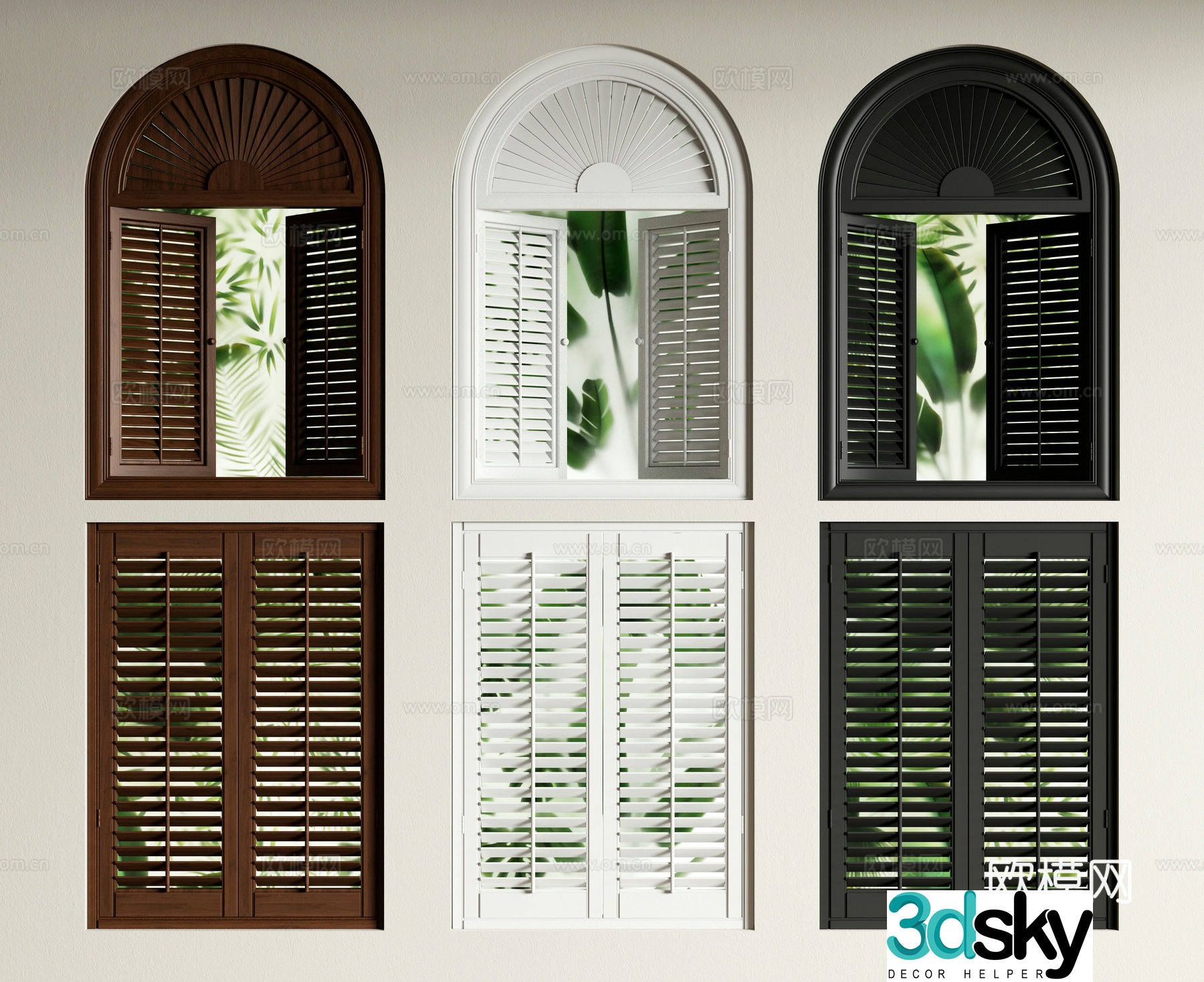 Medieval style shutters casement windows arched shutters 3d model