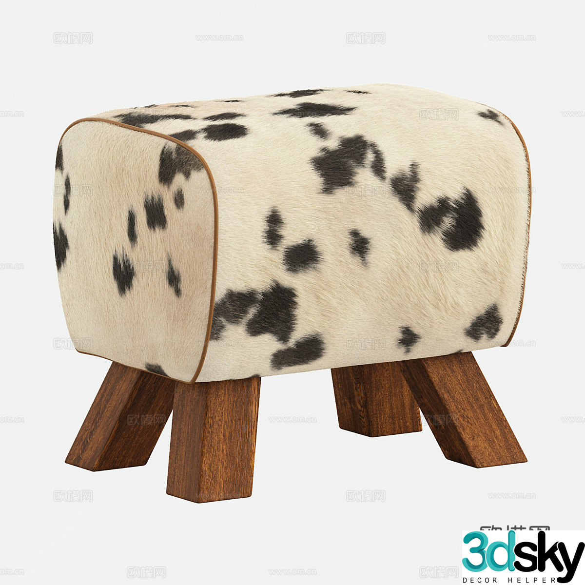 Fur stool low stool 3d model