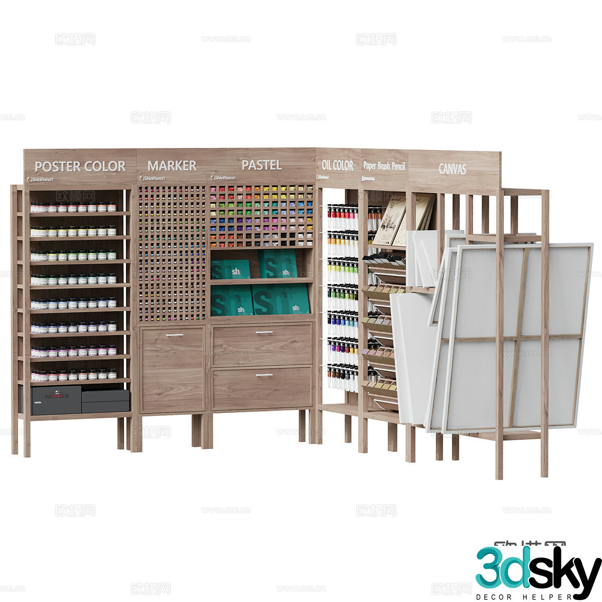 Paint pigment color display cabinet 3d model