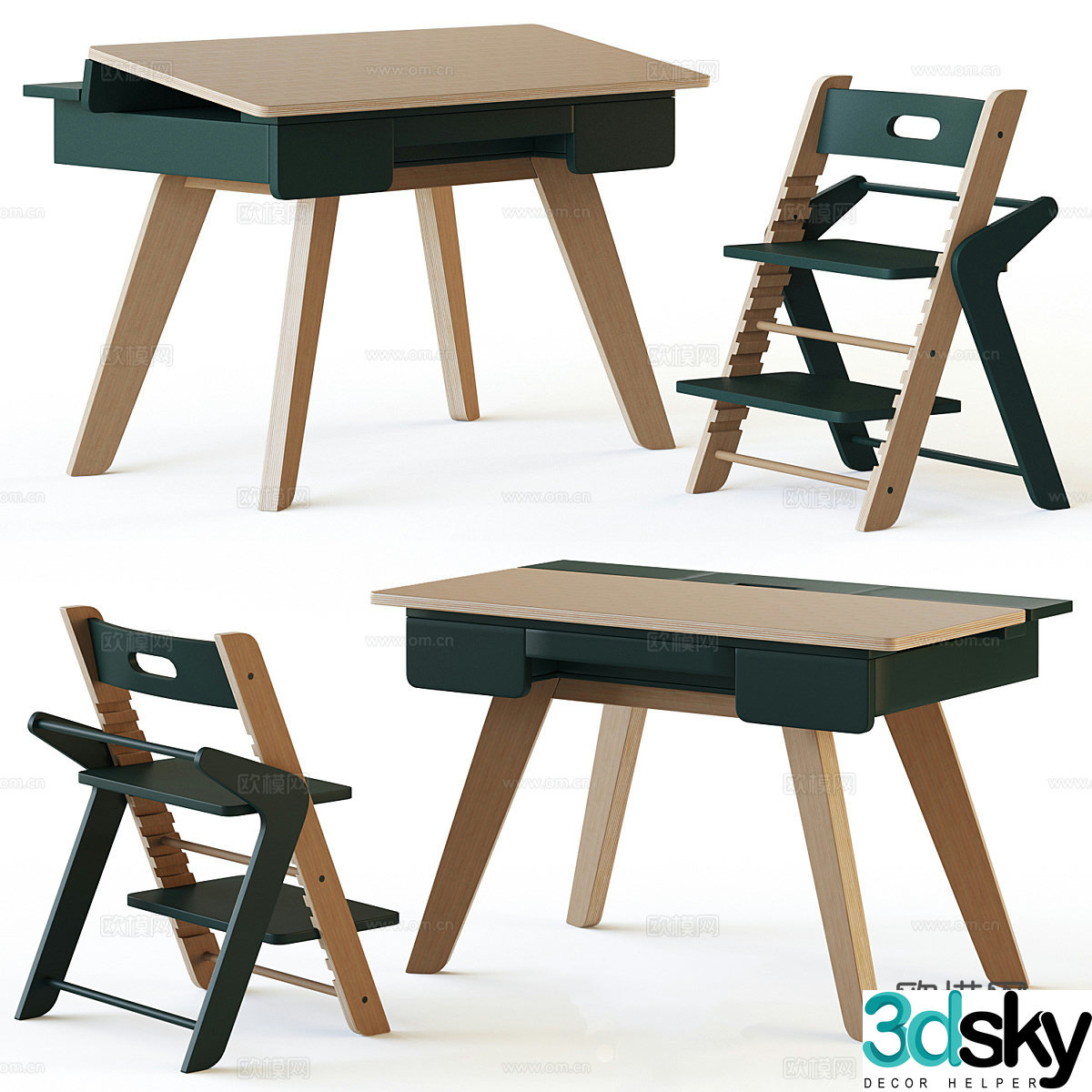 Children’s desk and chair desk desk chair 3d model