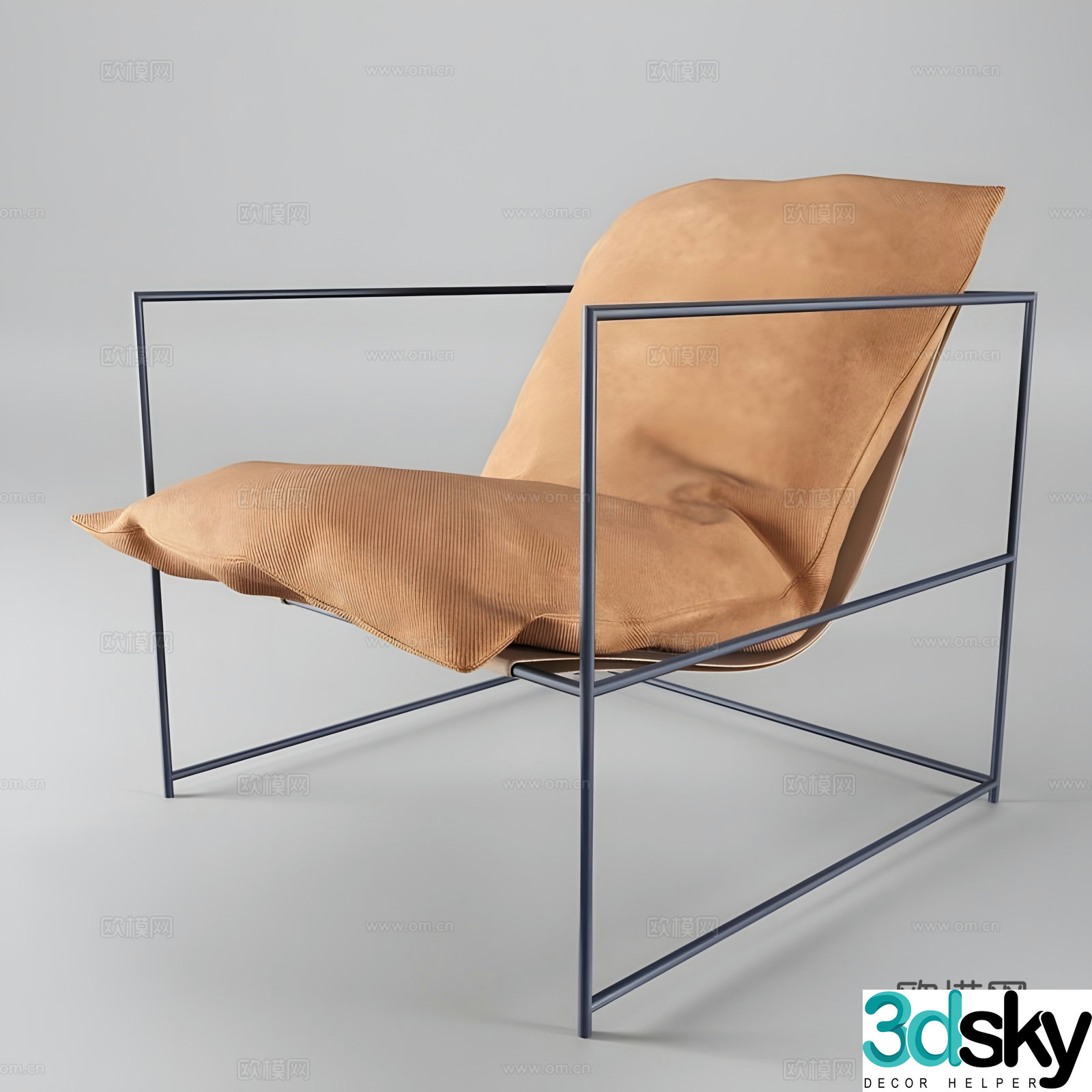 Italian minimalist leisure chair metal lounge chair chair 3d model