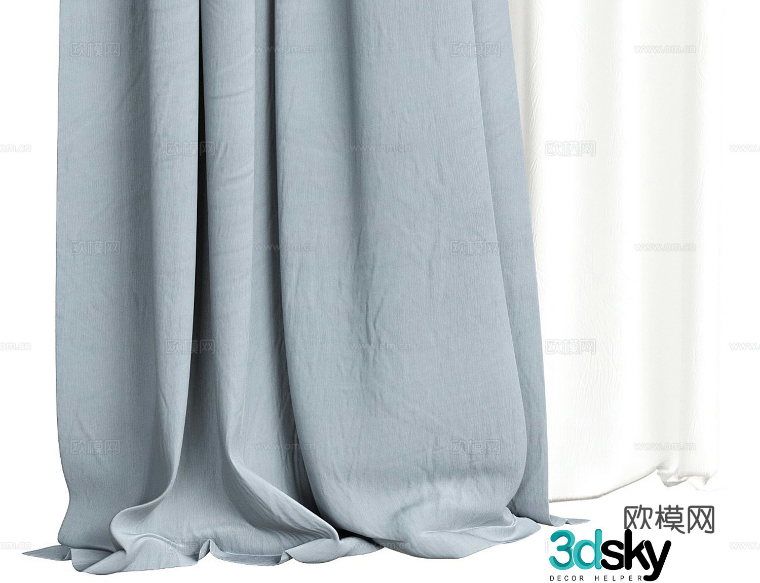 Modern blue curtain 3d model