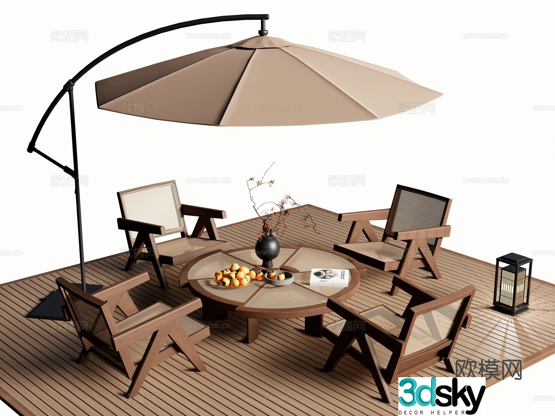 Wabi-Sabi Outdoor Tables and Chairs Leisure Tables and Chairs 3D Model