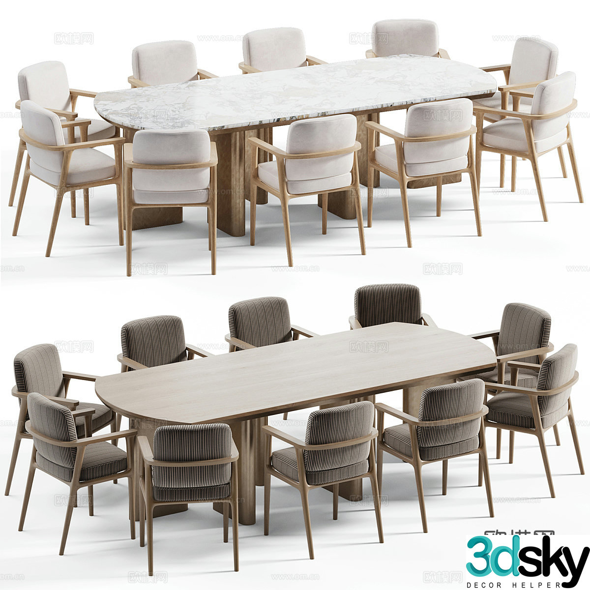 New Chinese dining table and chairs 3d model