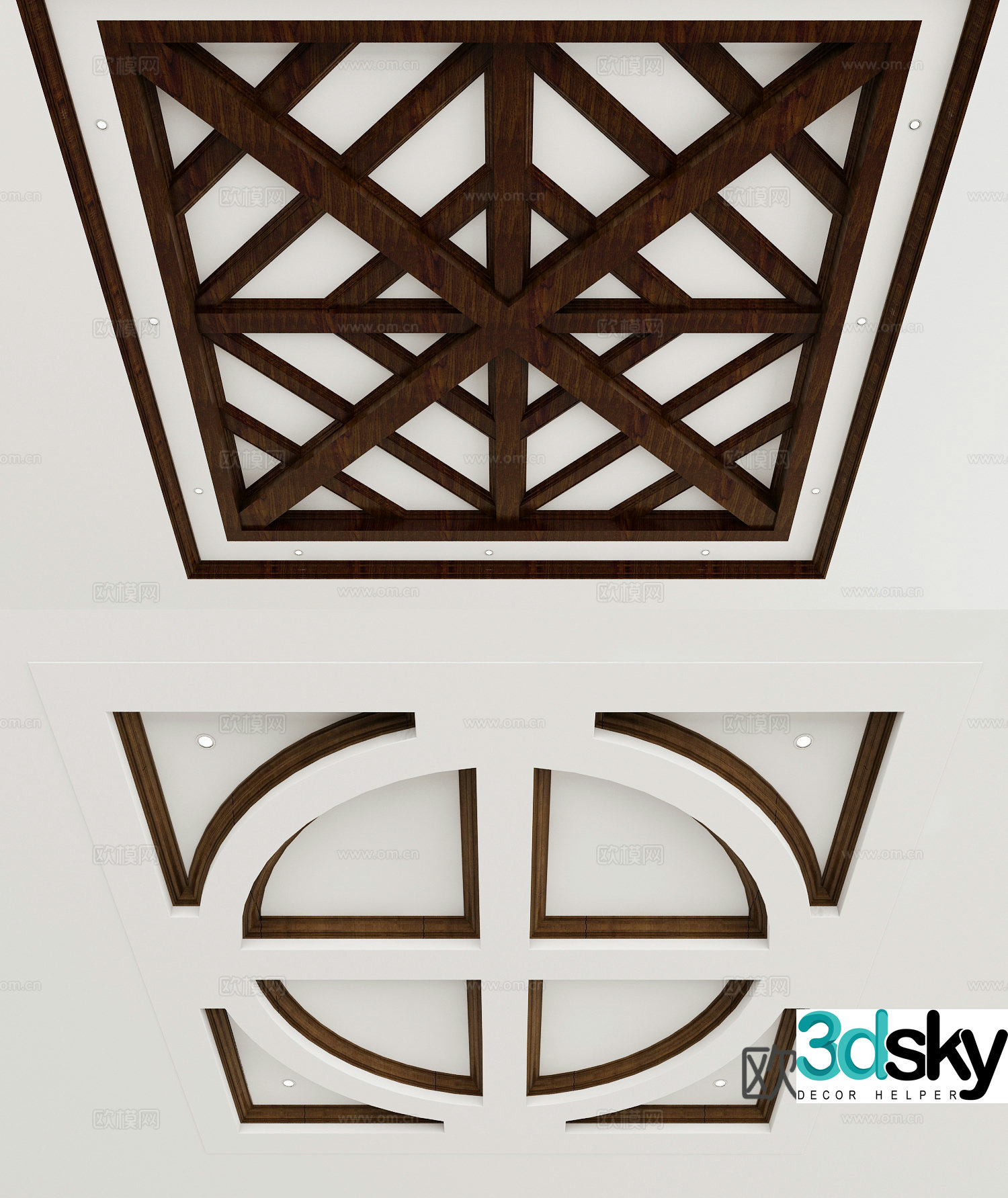 American ceiling solid wood ceiling 3d model