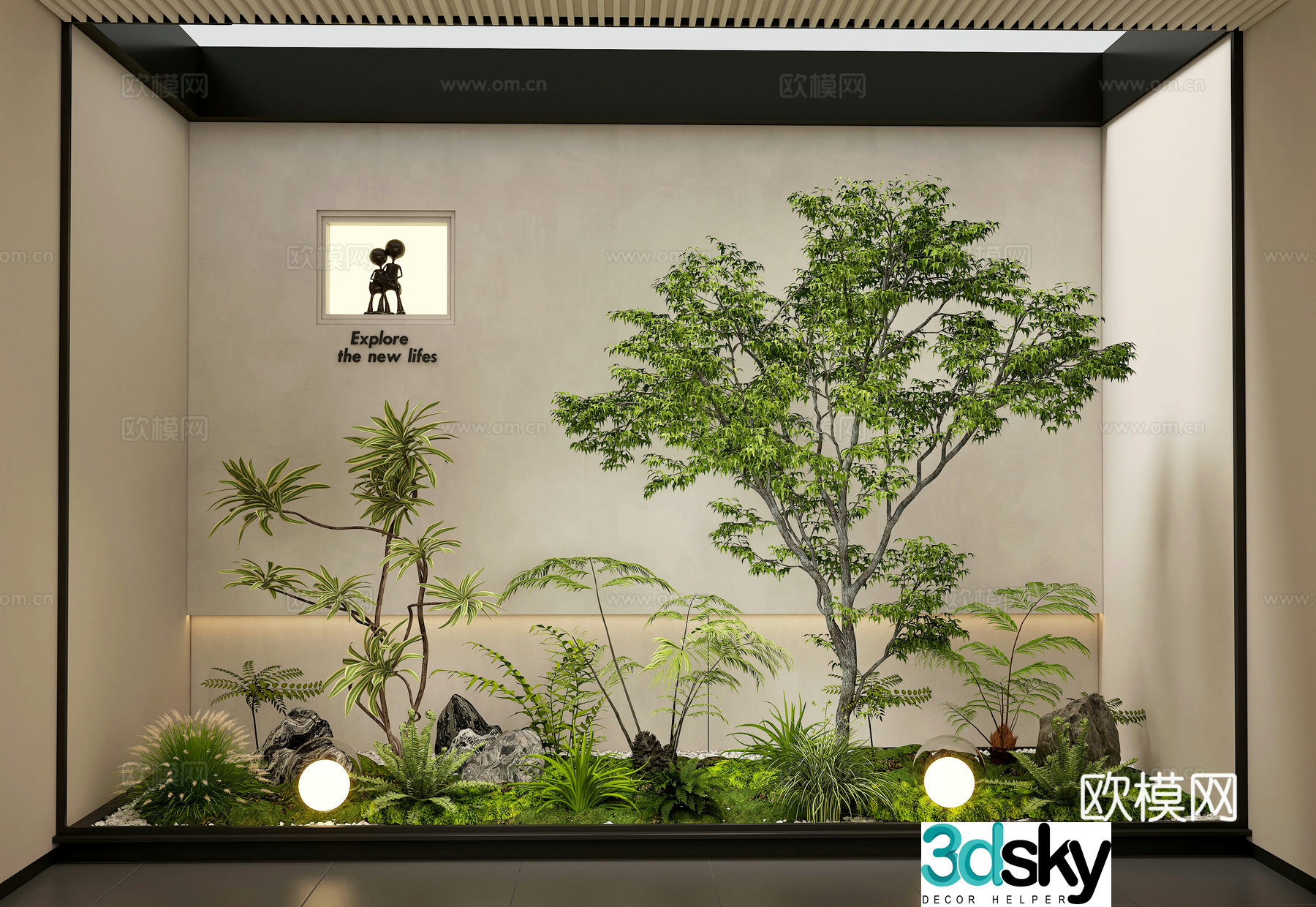 Modern interior landscape plant landscaping plant pile 3d model
