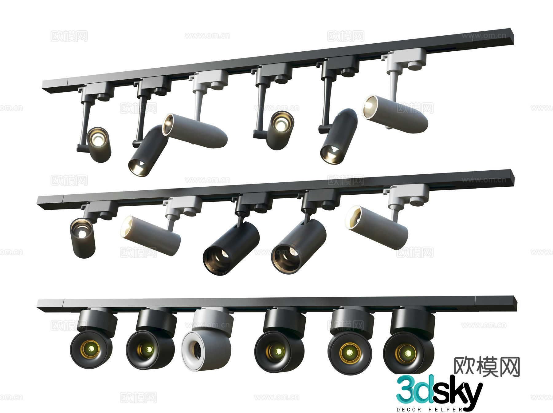 Modern downlight track spotlight 3d model