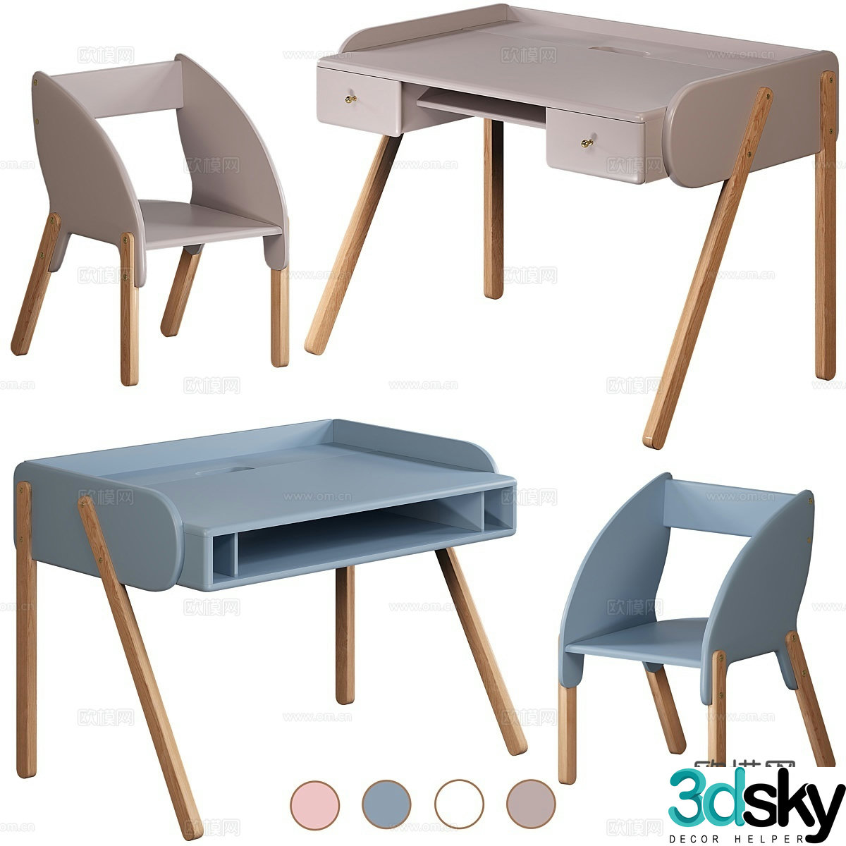Children’s table and chair 3d model