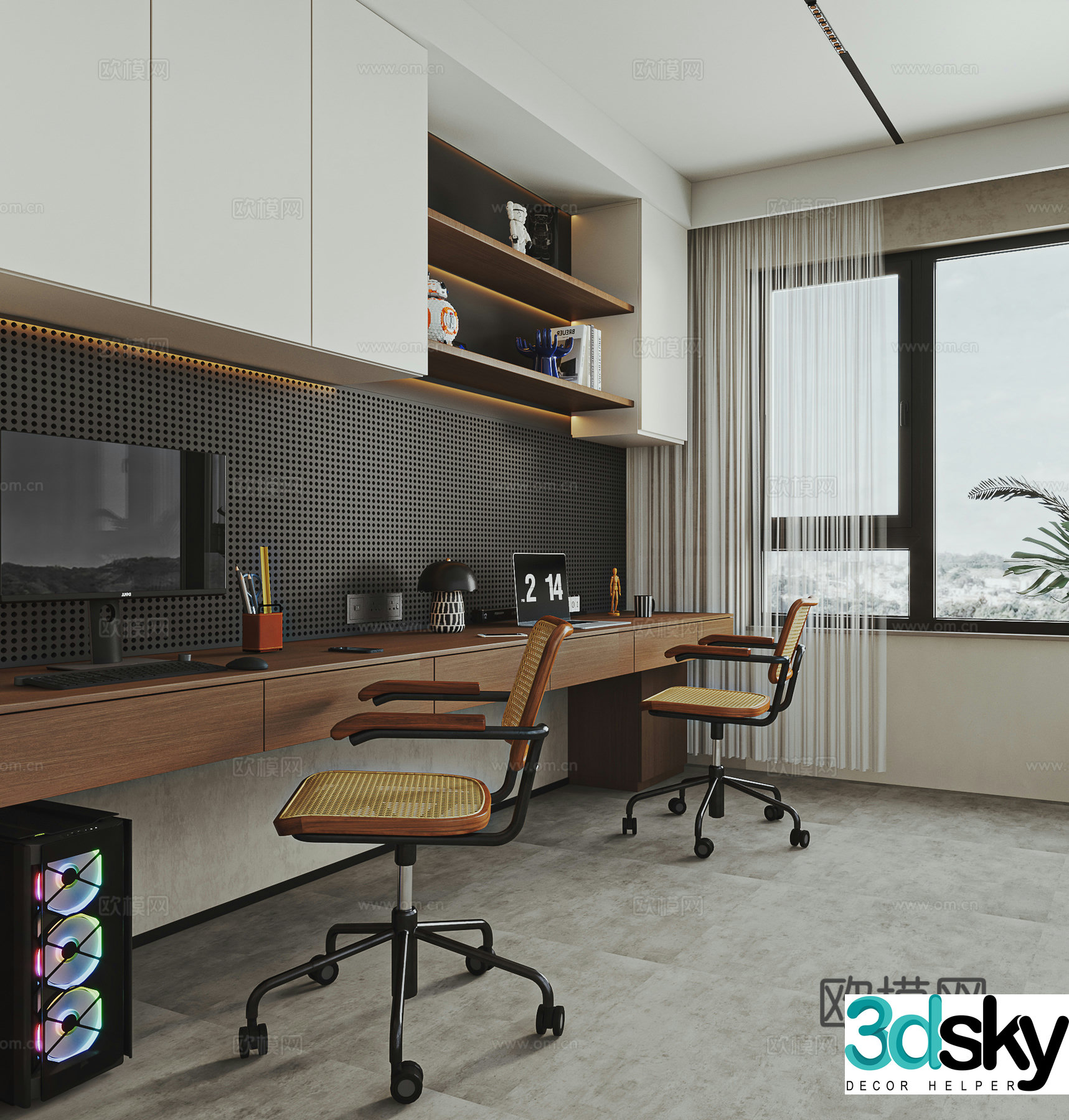 Wabi-sabi desk computer desk 3d model