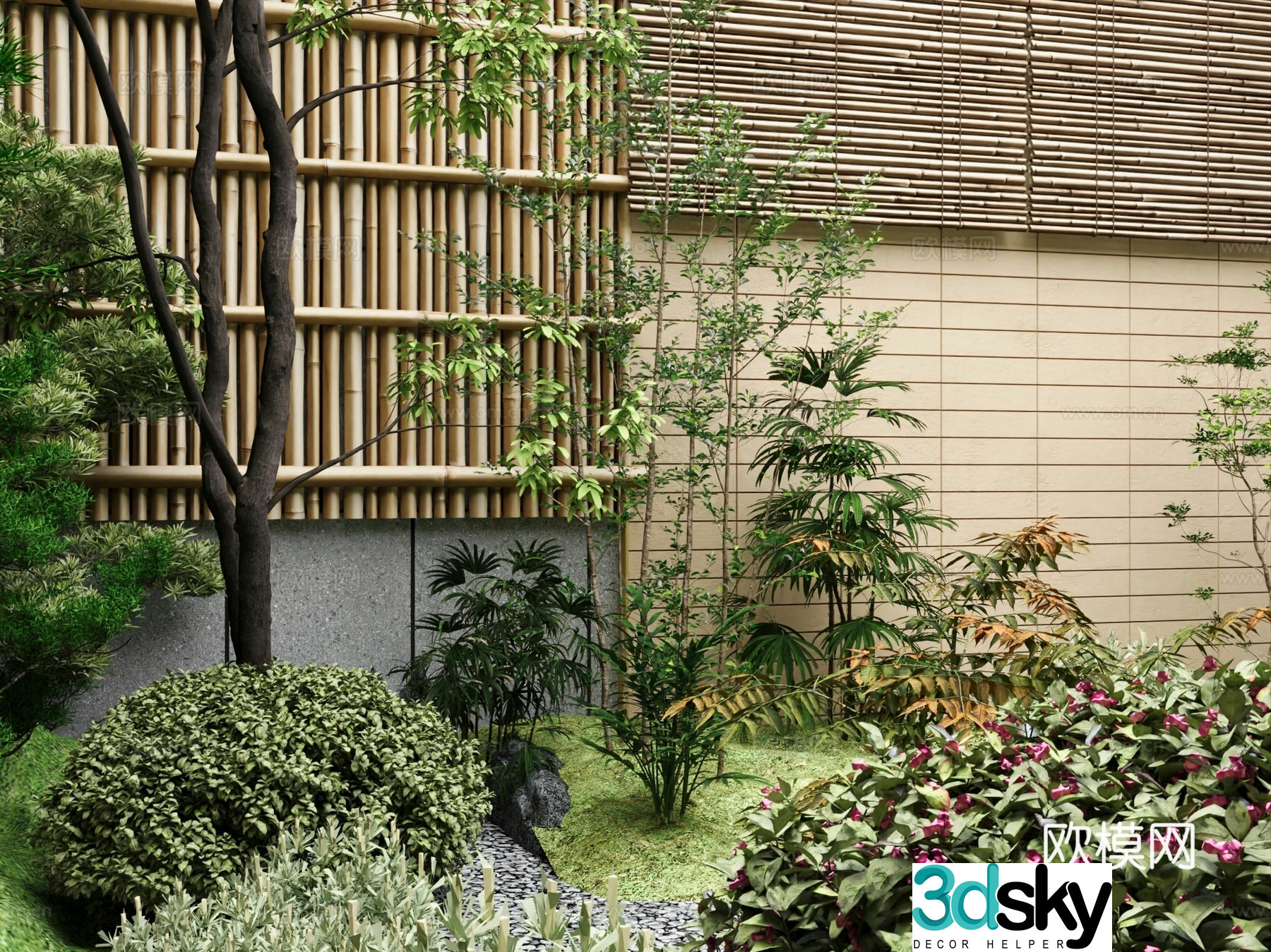 Modern courtyard country courtyard B&B courtyard villa courtyard 3D model