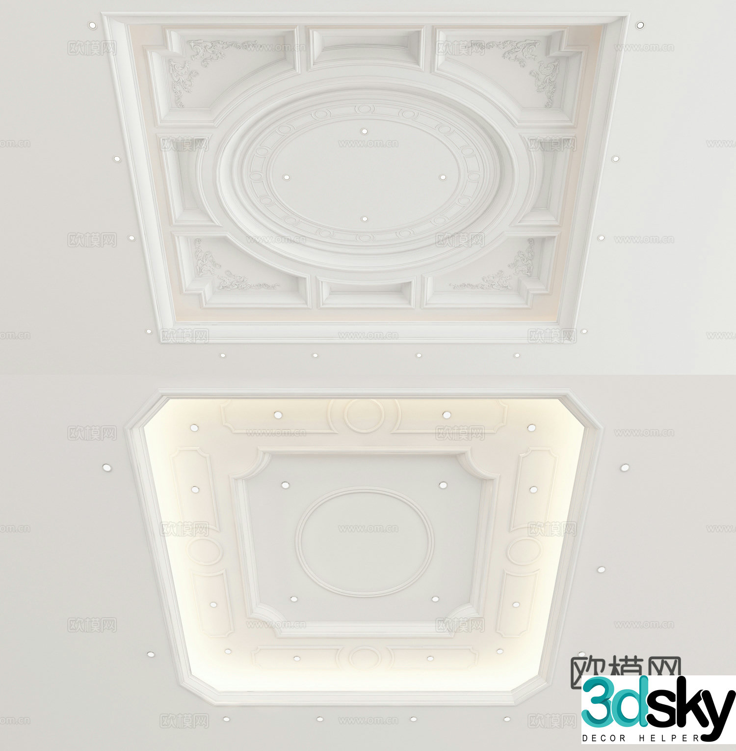 European style ceiling gypsum carved ceiling 3D model
