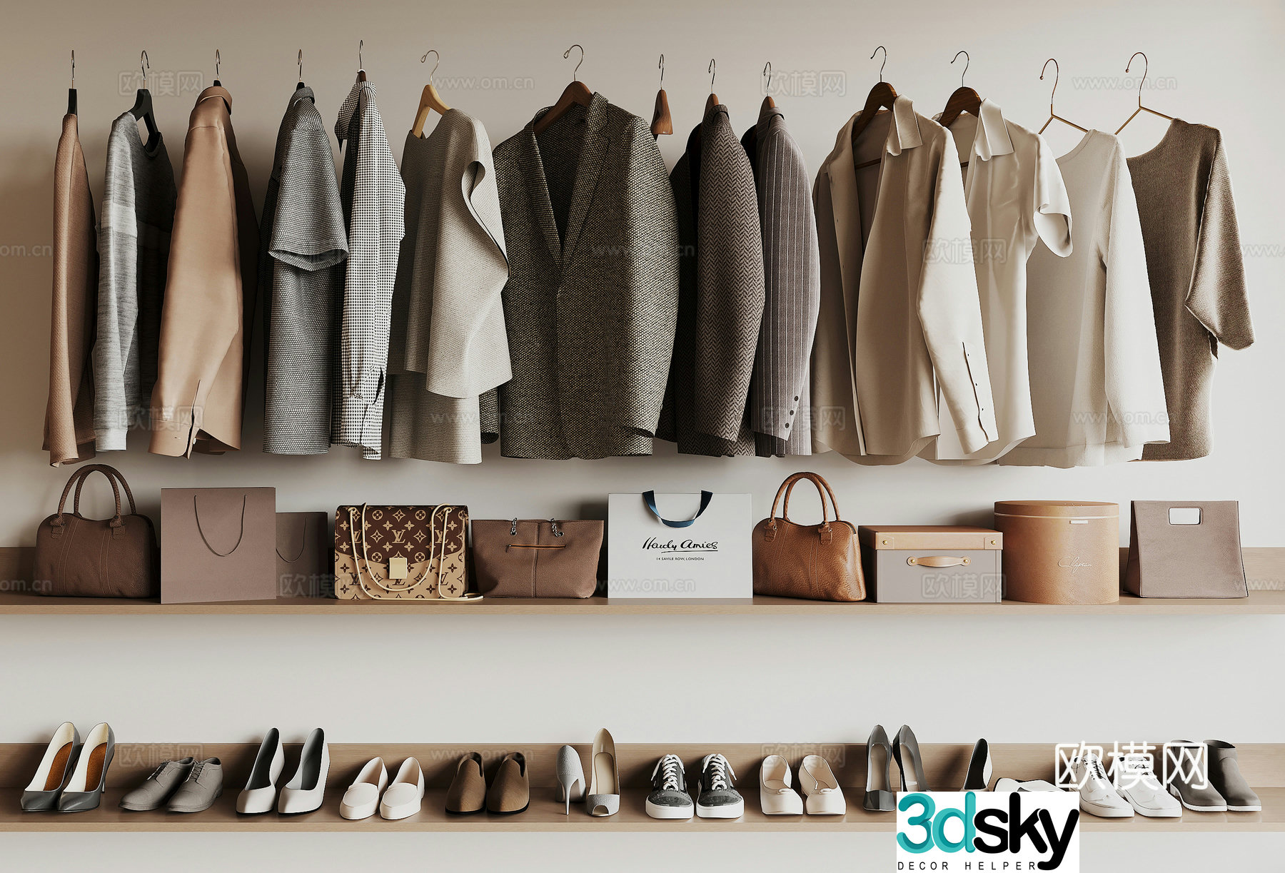 Modern clothing shoes bags clothing clothes shoes 3d model