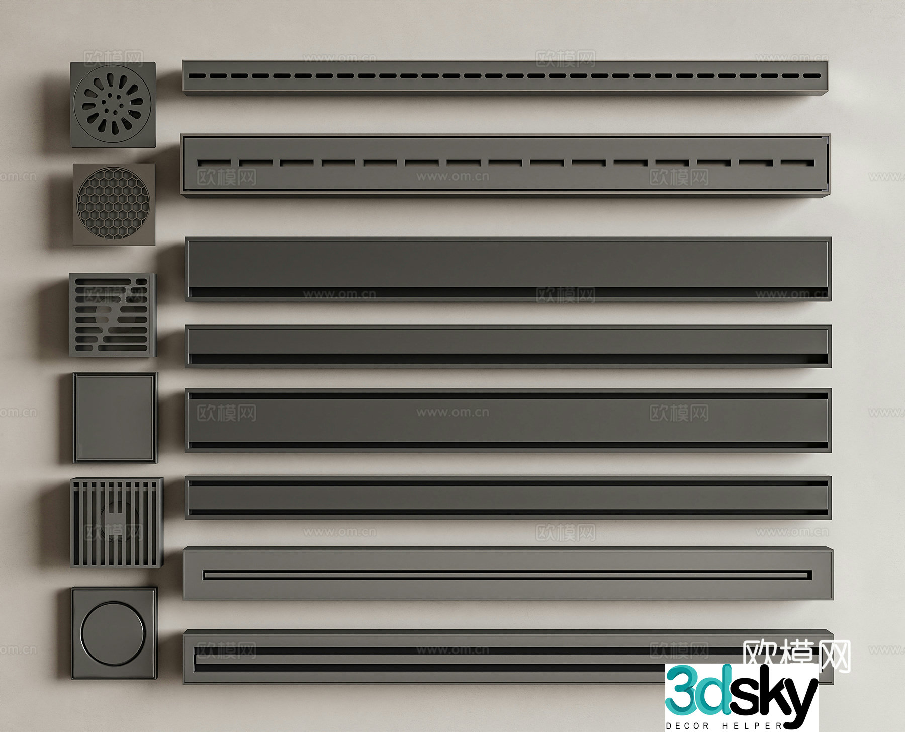Floor drain linear floor drain invisible floor drain minimalist floor drain 3d model