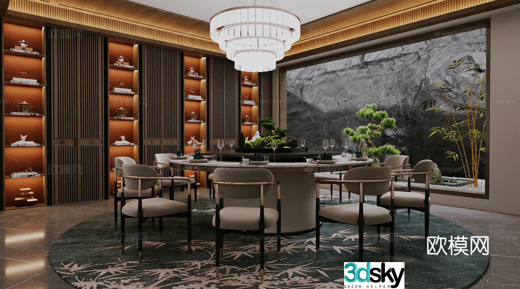 New Chinese restaurant private room 3D model