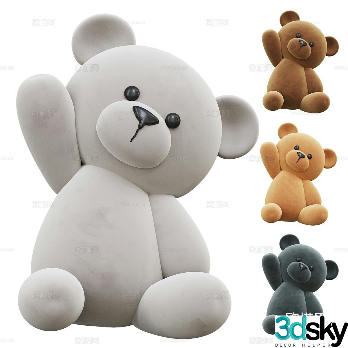 Teddy bear stuffed toy 3d model
