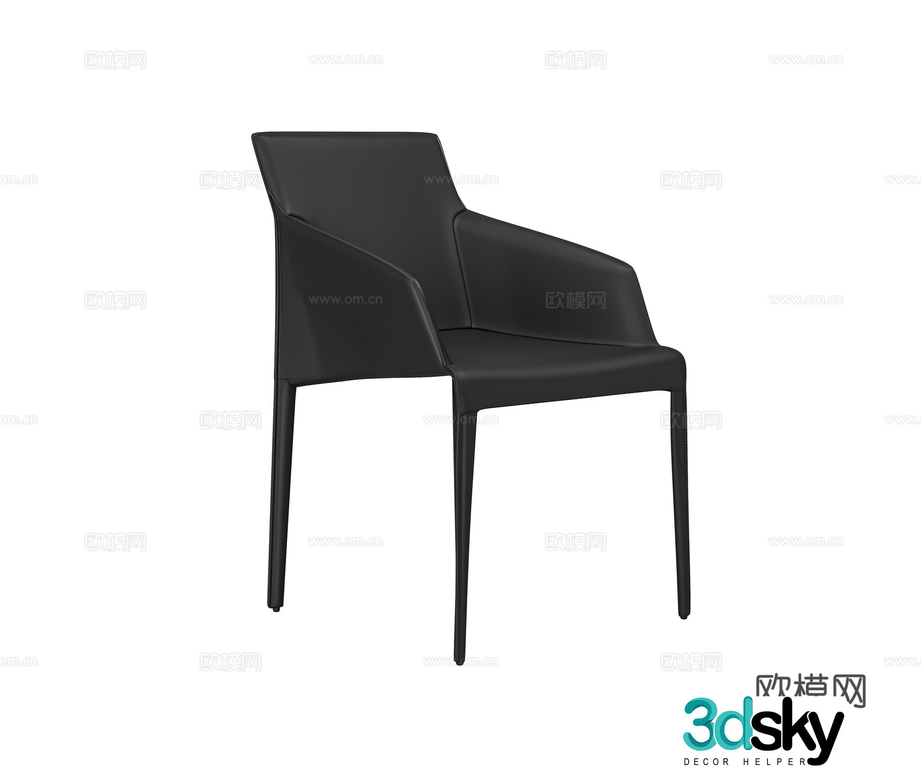 Modern leather chair single chair dining chair 3d model