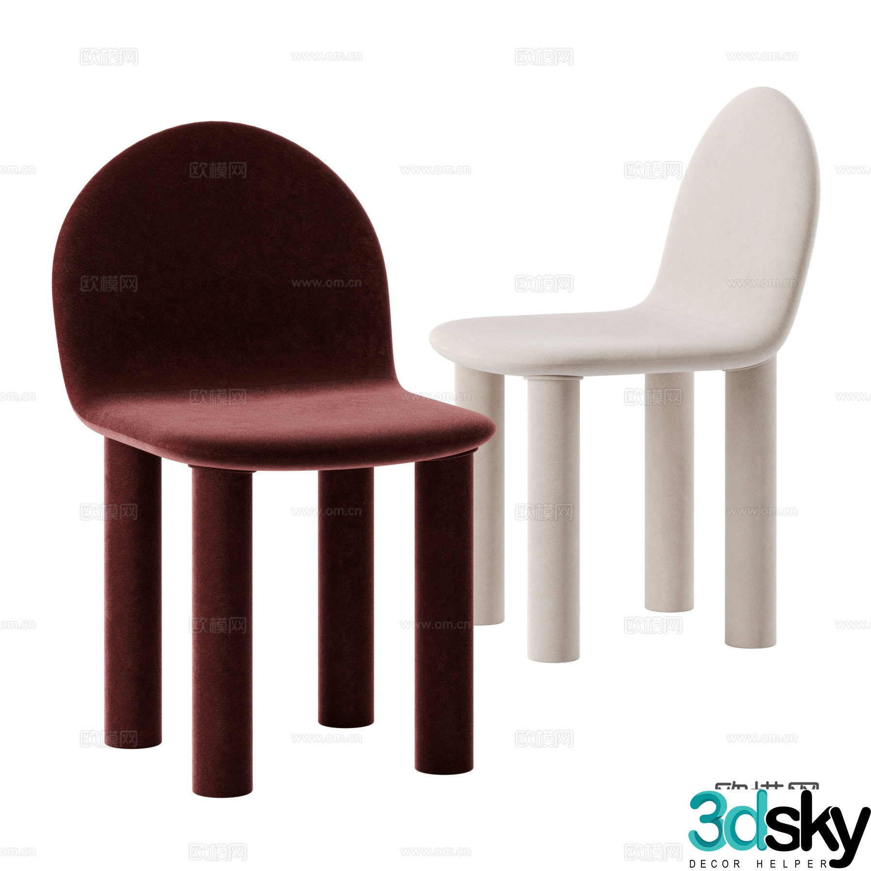 Modern chair dining chair 3d model