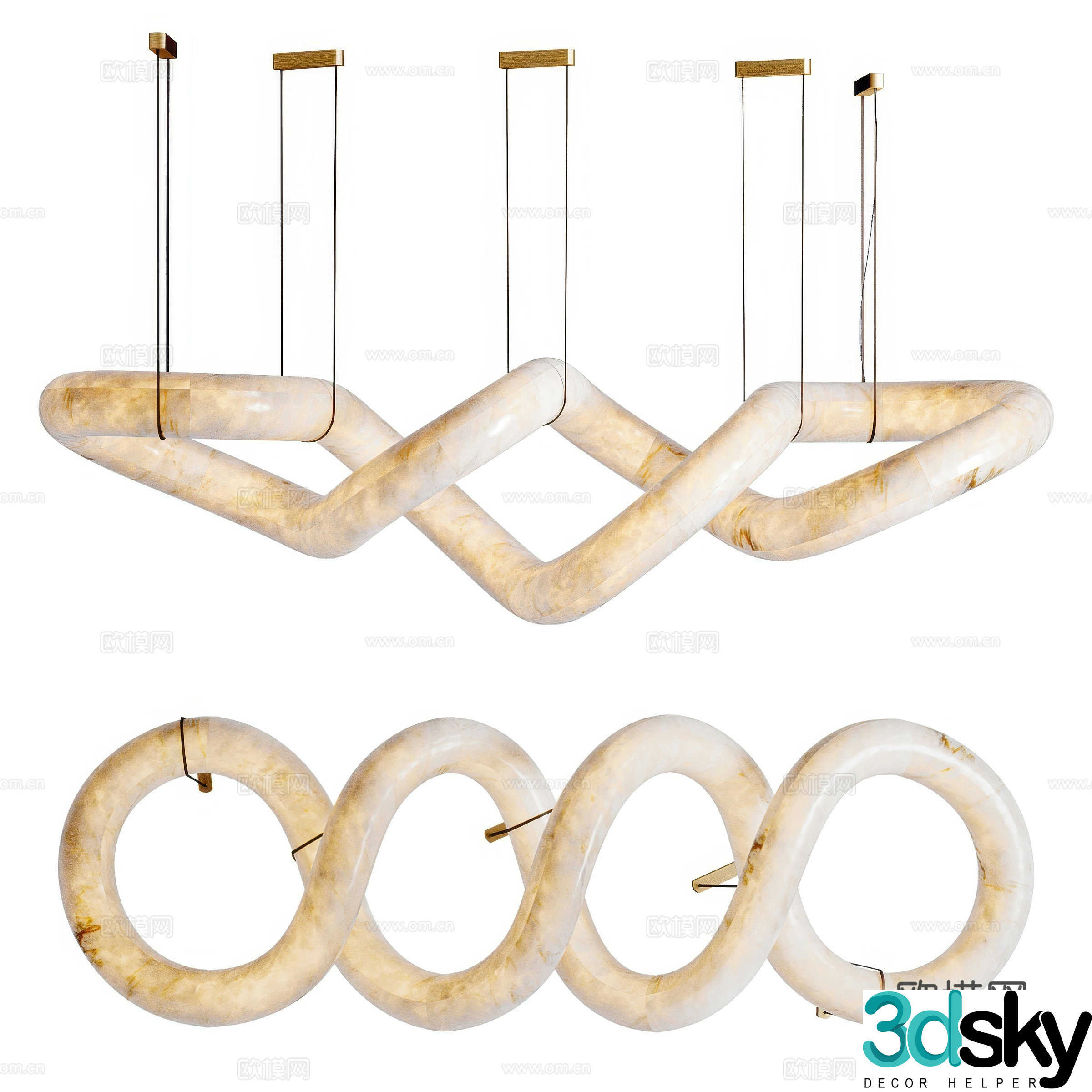 New Chinese style creative chandelier 3d model