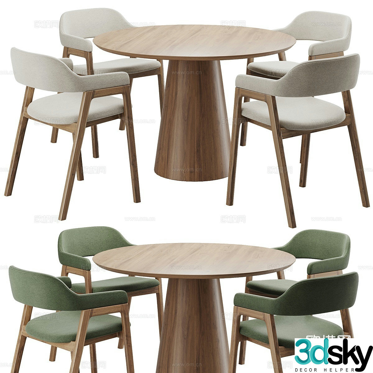 New Chinese dining table and chairs 3d model